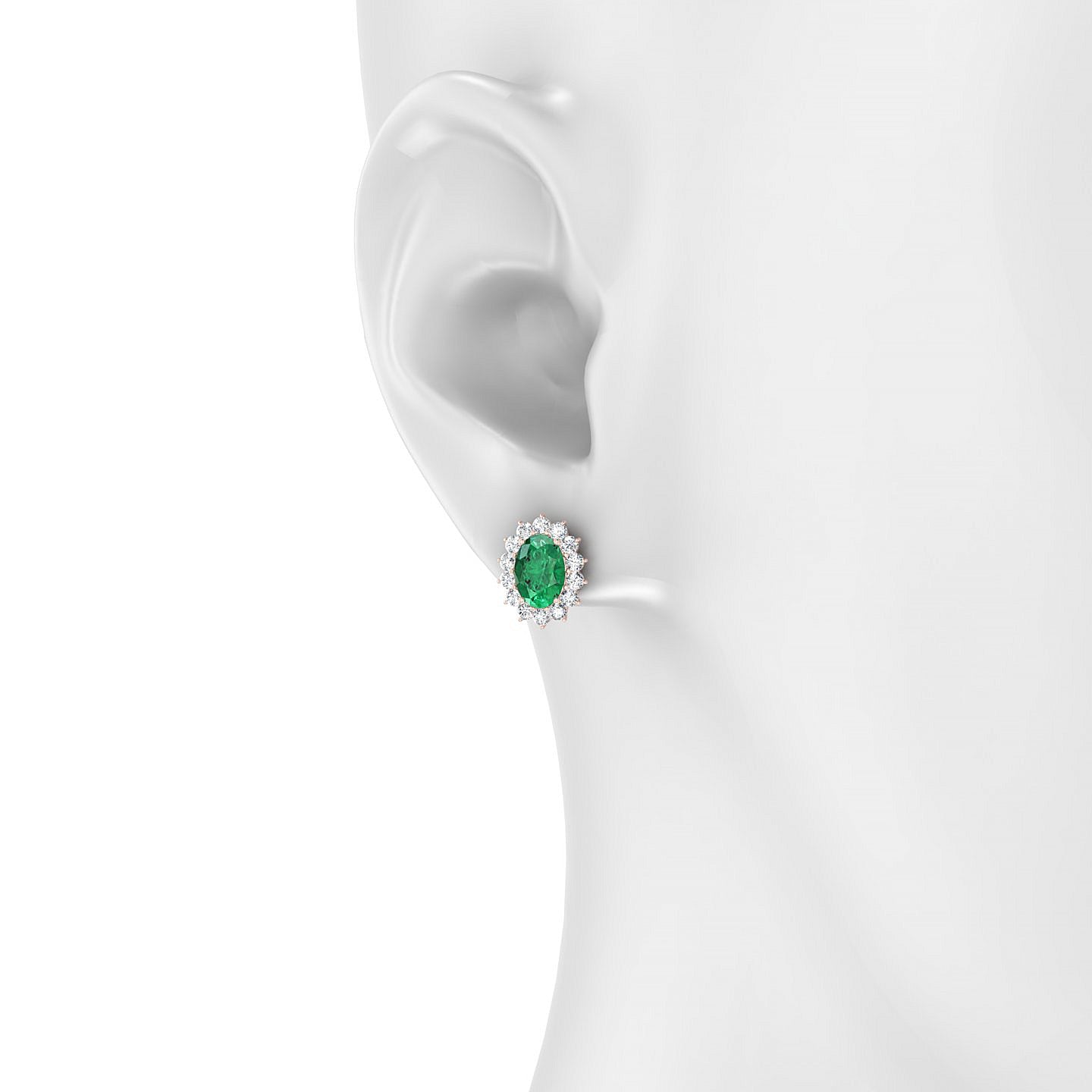 Blossom | 18k Rose Gold 7 x 5 mm Oval Emerald Earrings