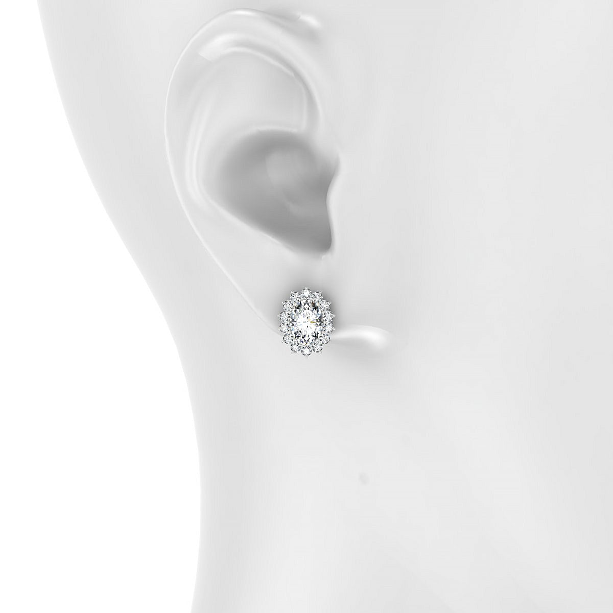 Blossom | 18k White Gold 7 x 5 mm Oval Diamond Earrings