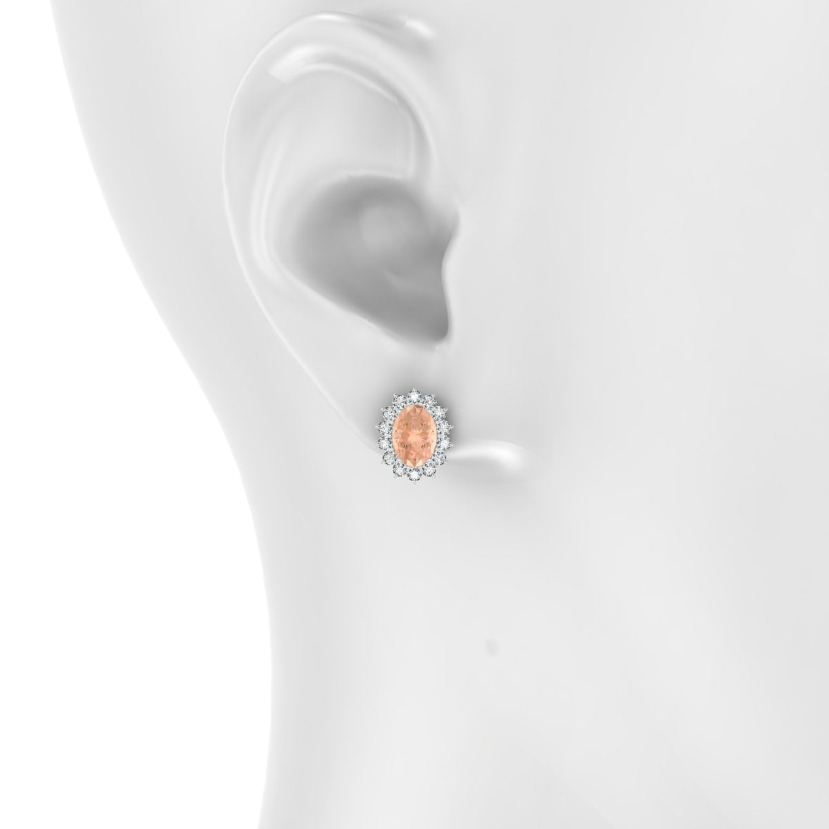 Blossom | 18k White Gold 7 x 5 mm Oval Morganite Earrings