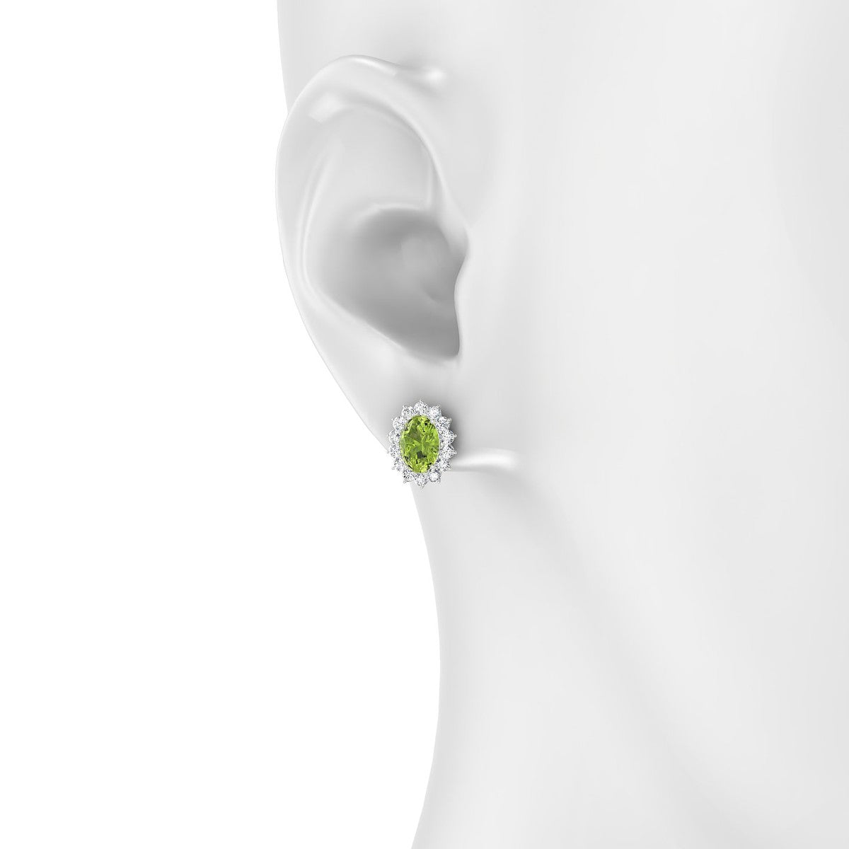 Blossom | 18k White Gold 7 x 5 mm Oval Peridot Earrings