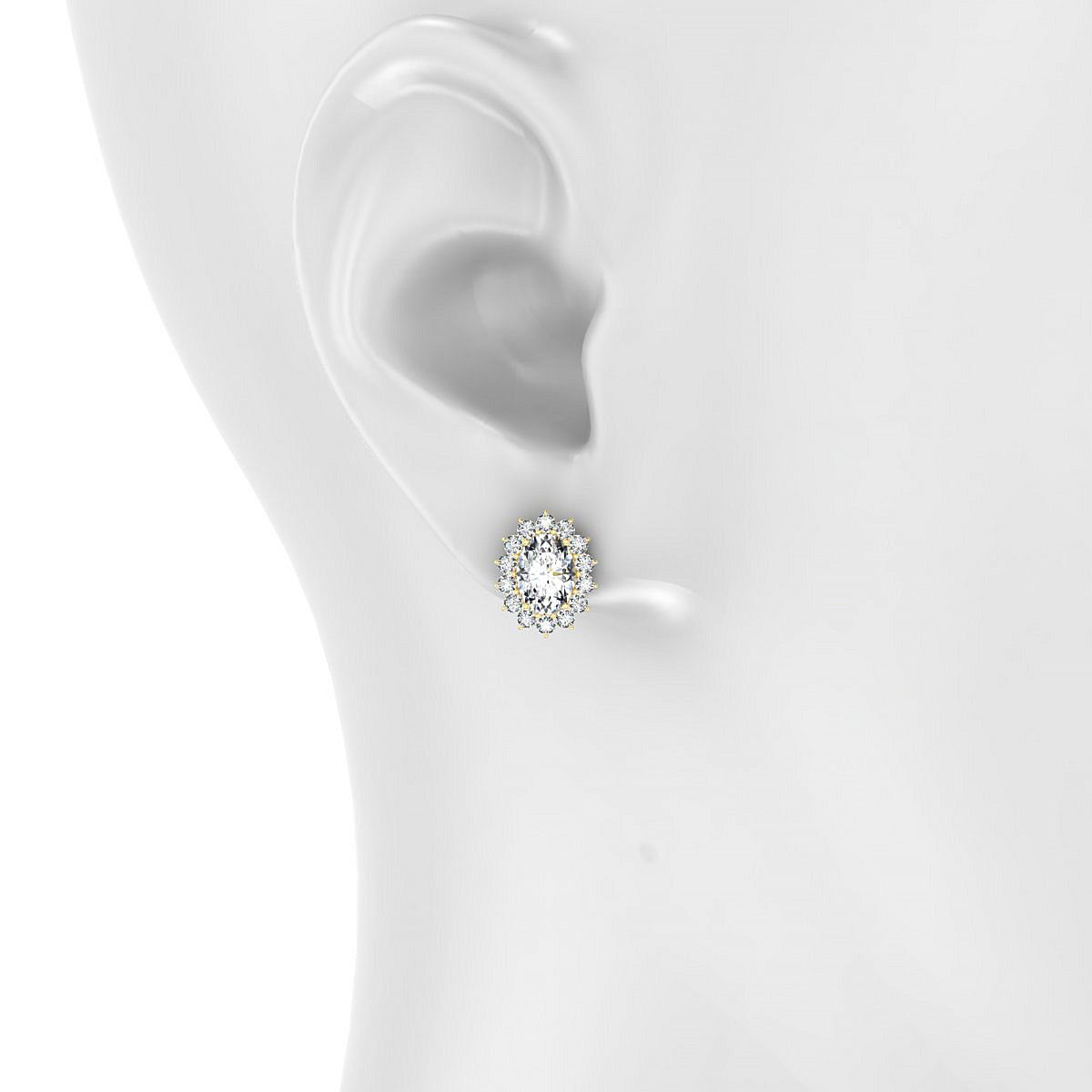 Blossom | 18k Yellow Gold 7 x 5 mm Oval Diamond Earrings