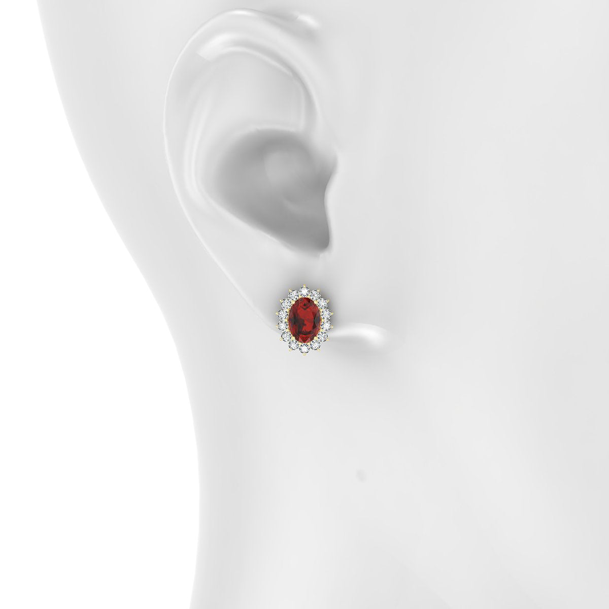 Blossom | 18k Yellow Gold 7 x 5 mm Oval Garnet Earrings
