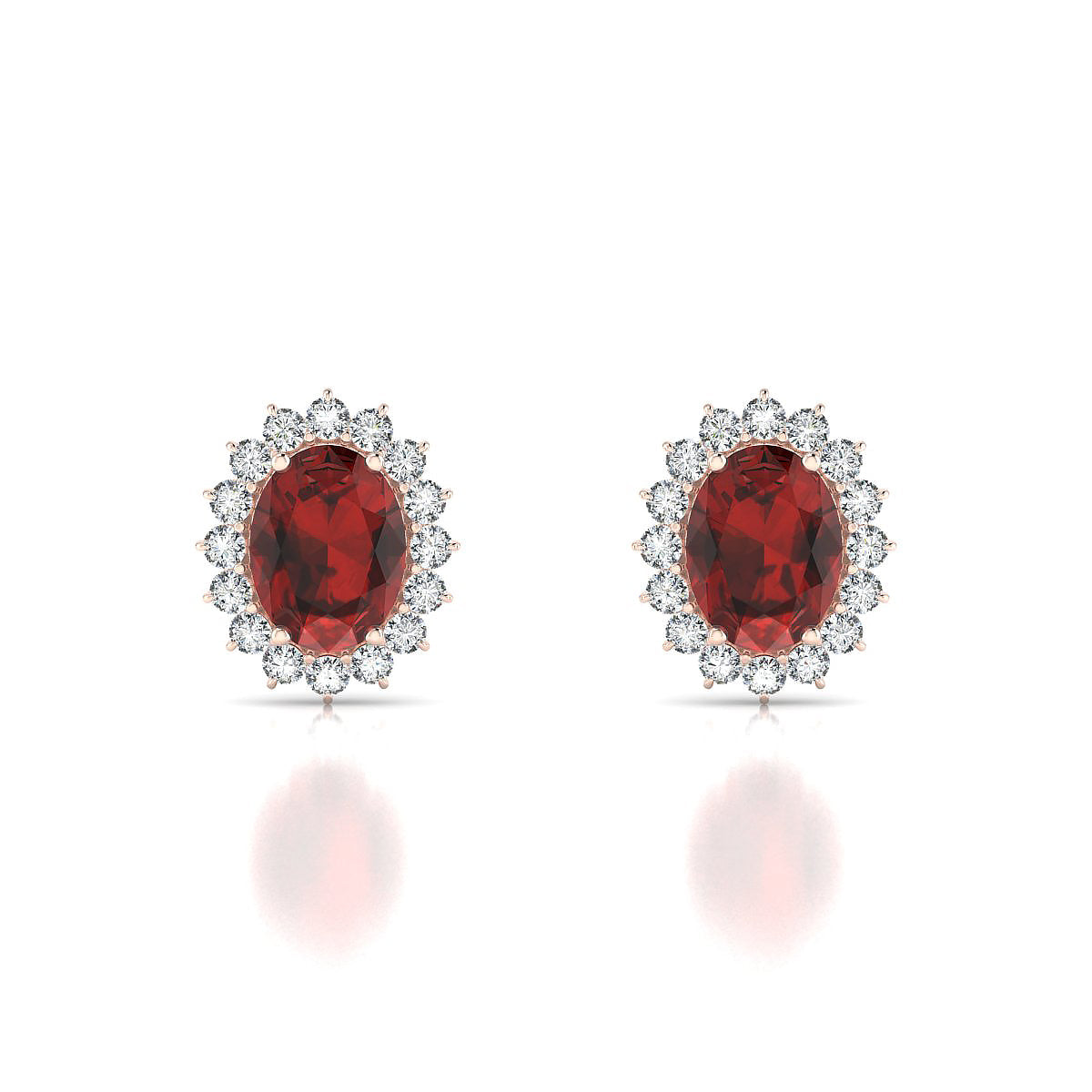 Blossom | 18k Rose Gold 8 x 6 mm Oval Garnet Earrings