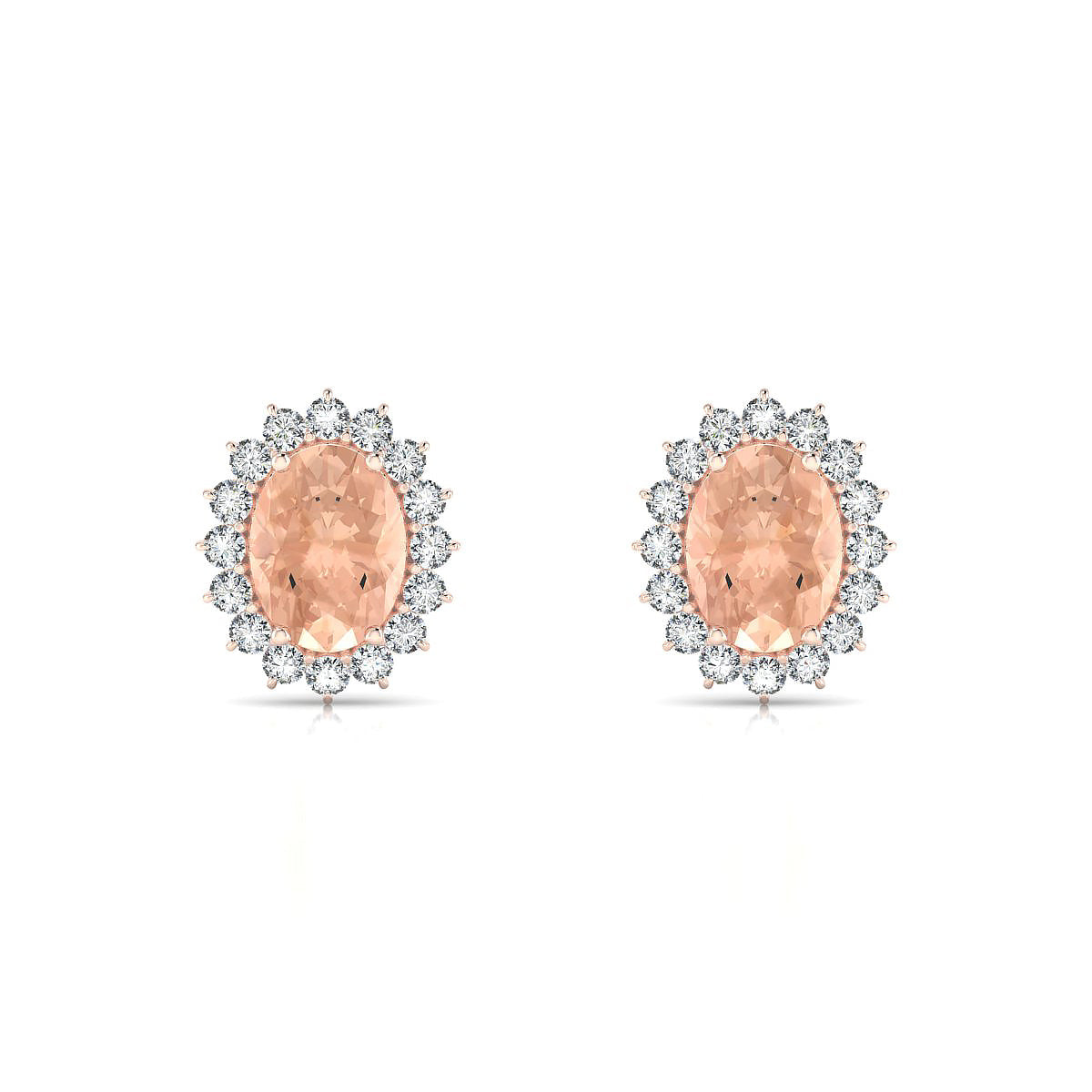 Blossom | 18k Rose Gold 8 x 6 mm Oval Morganite Earrings