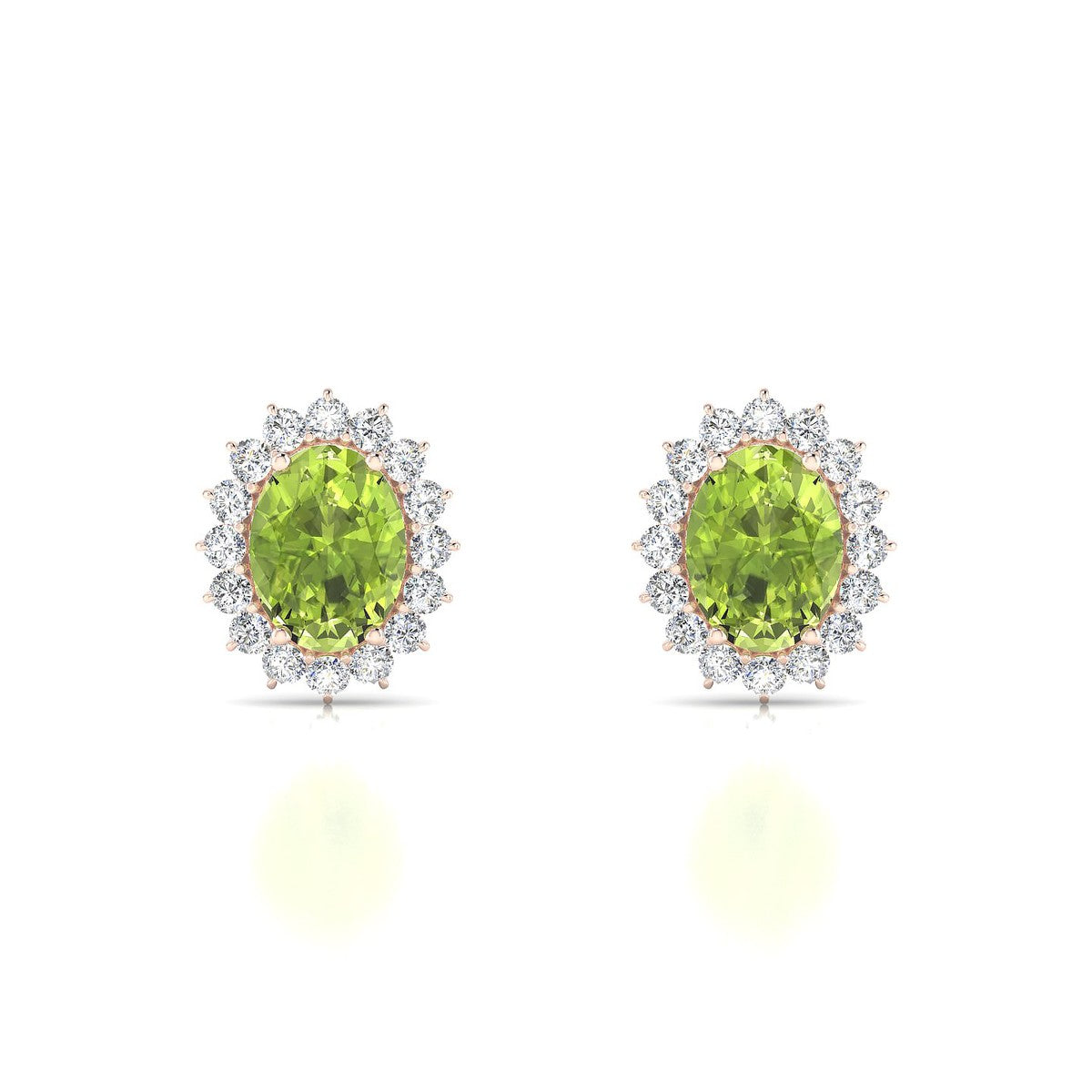 Blossom | 18k Rose Gold 8 x 6 mm Oval Peridot Earrings