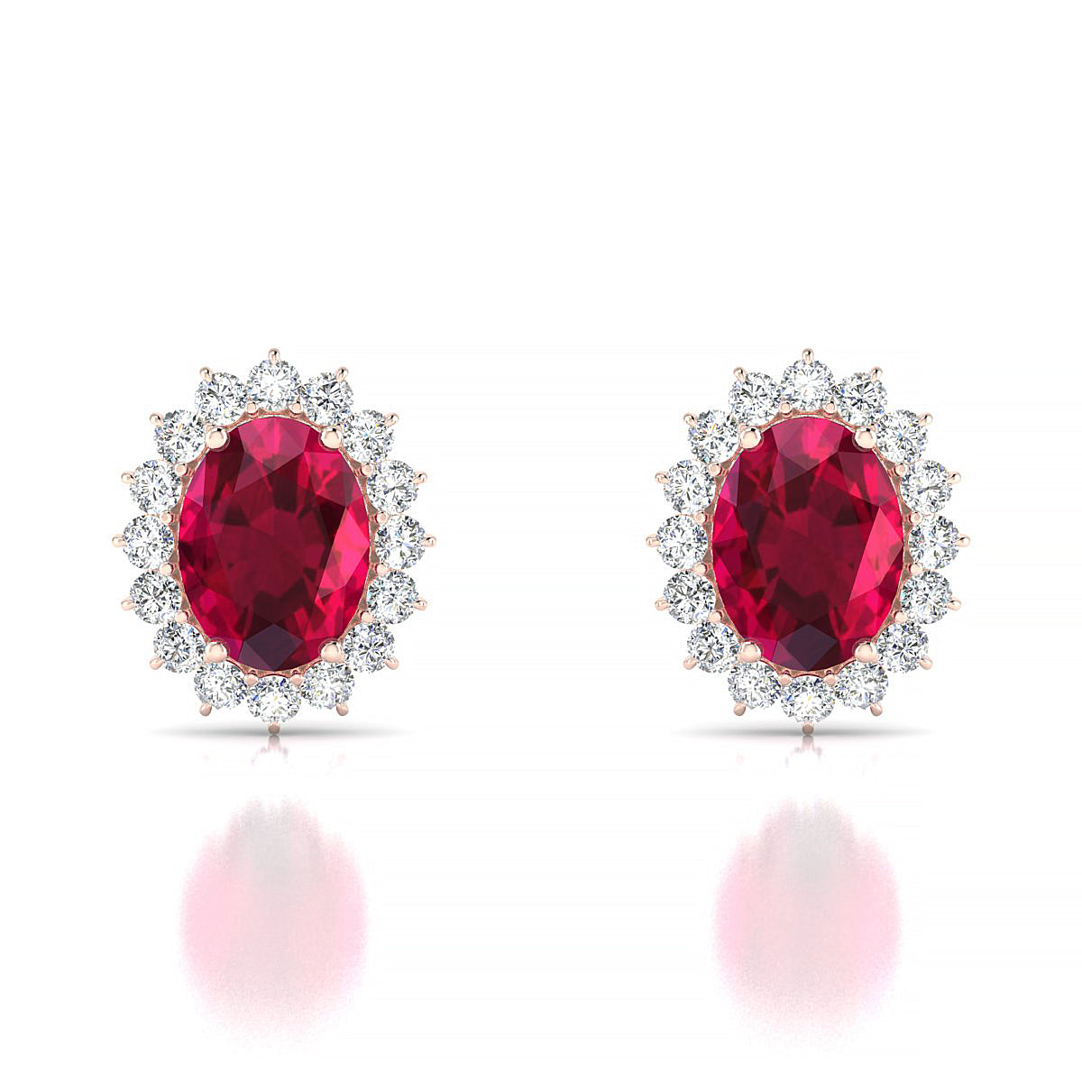 Blossom | 18k Rose Gold 8 x 6 mm Oval Ruby Earrings