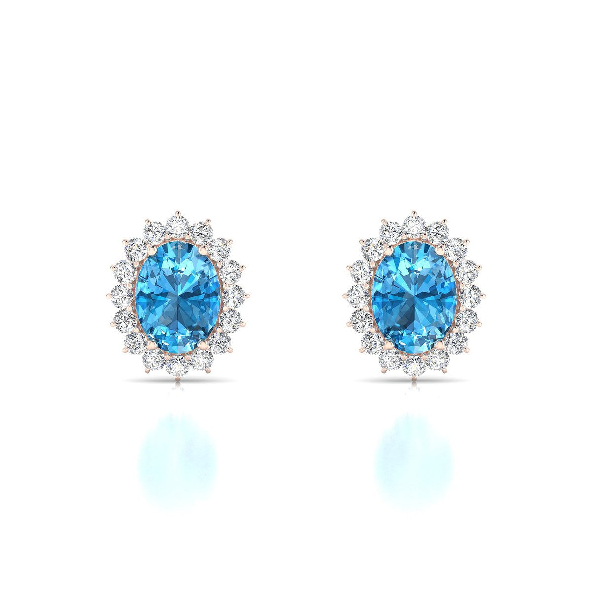 Blossom | 18k Rose Gold 8 x 6 mm Oval Topaz Earrings