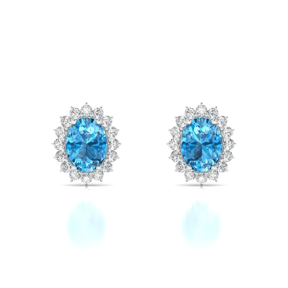 Blossom | 18k White Gold 8 x 6 mm Oval Topaz Earrings