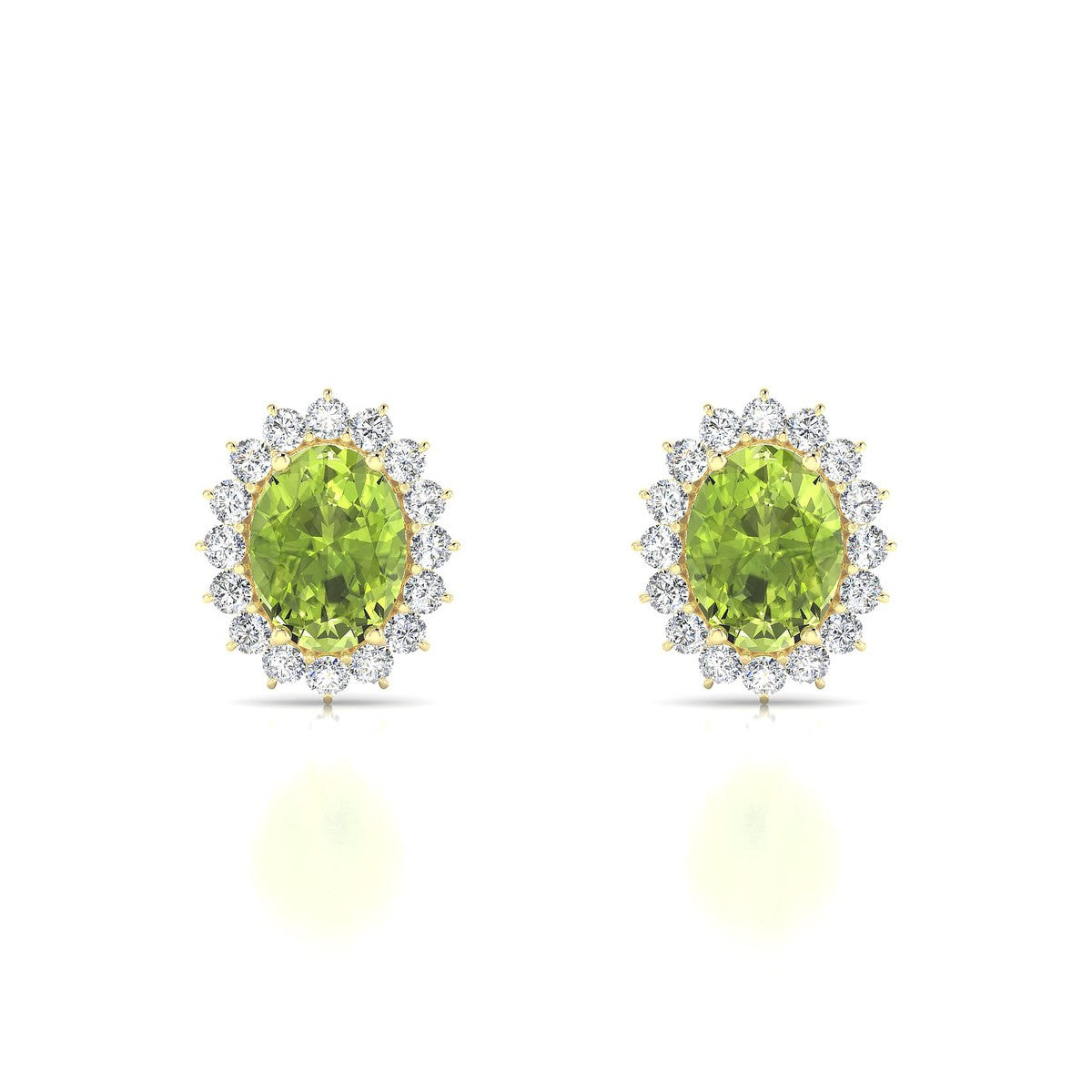 Blossom | 18k Yellow Gold 8 x 6 mm Oval Peridot Earrings
