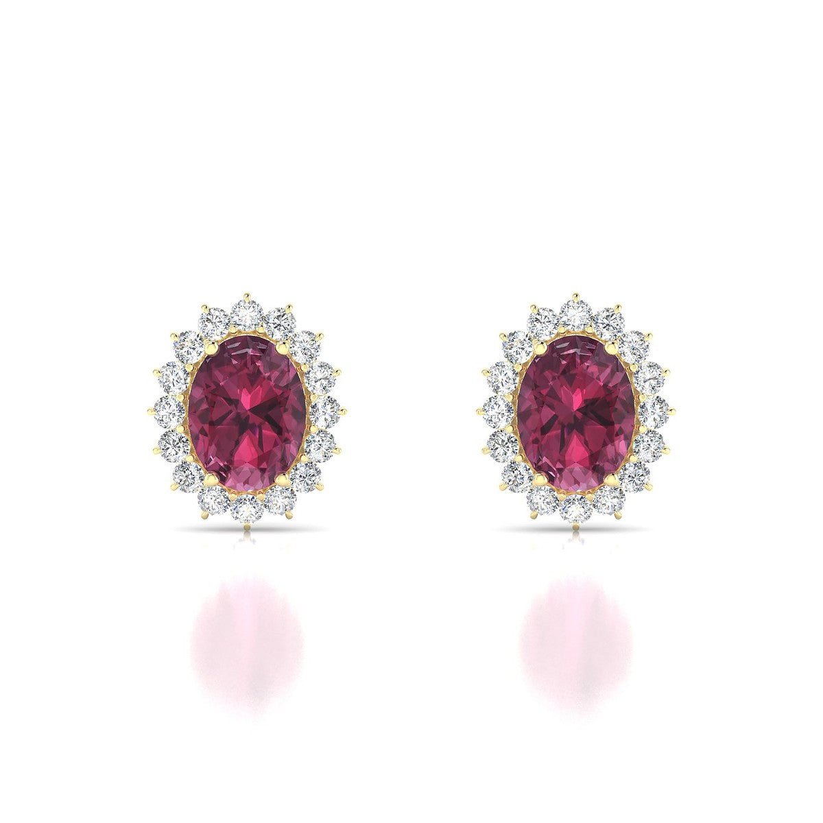 Blossom | 18k Yellow Gold 8 x 6 mm Oval Rhodolite Earrings