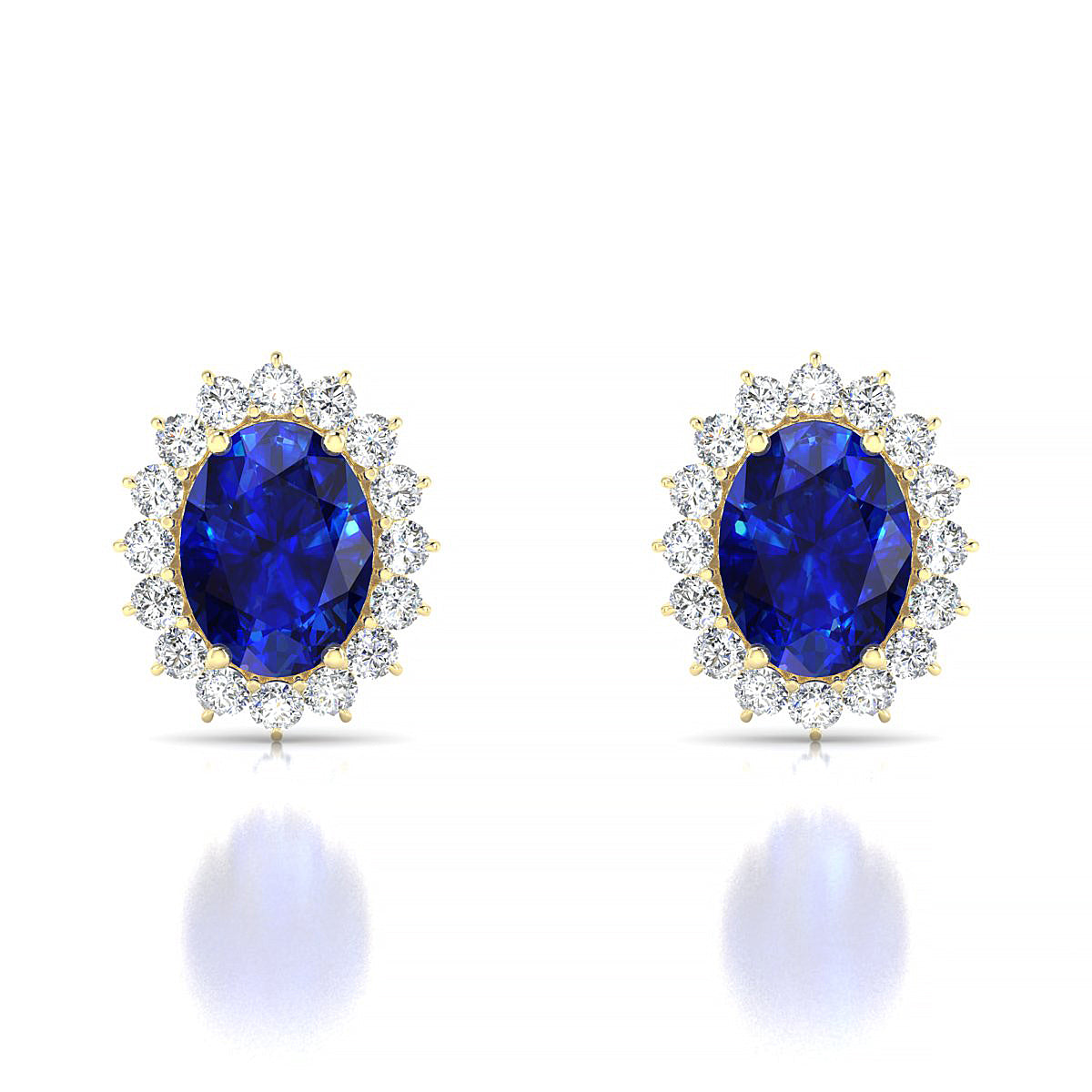 Blossom | 18k Yellow Gold 8 x 6 mm Oval Sapphire Earrings