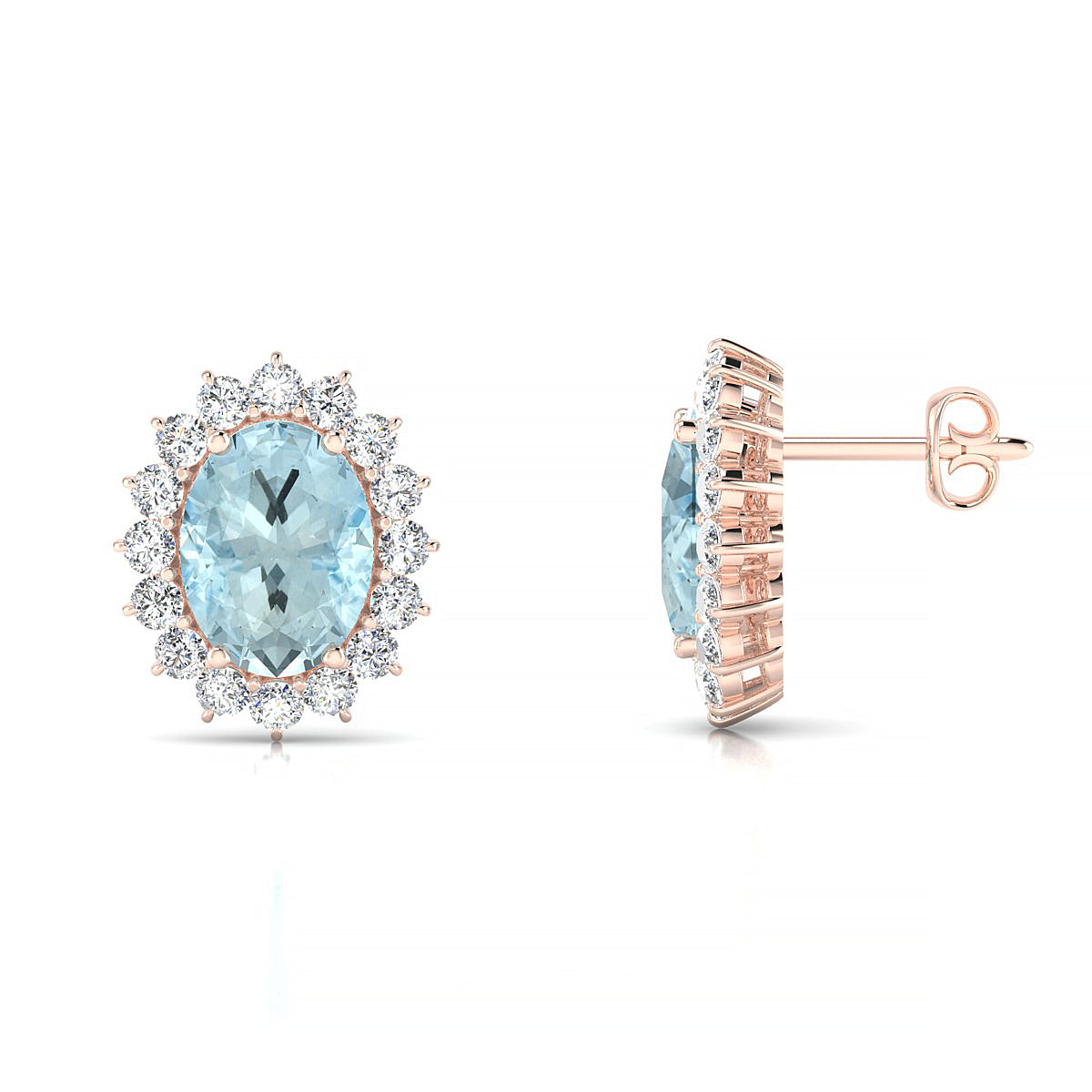 Blossom | 18k Rose Gold 8 x 6 mm Oval Aquamarine Earrings