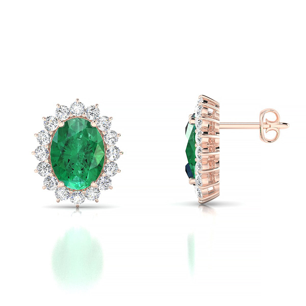 Blossom | 18k Rose Gold 8 x 6 mm Oval Emerald Earrings