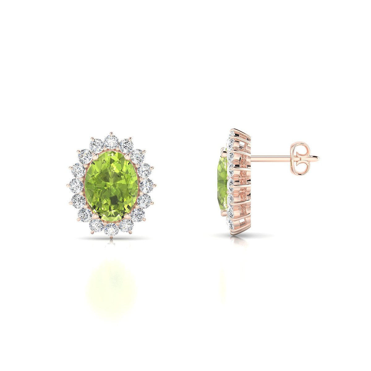 Blossom | 18k Rose Gold 8 x 6 mm Oval Peridot Earrings