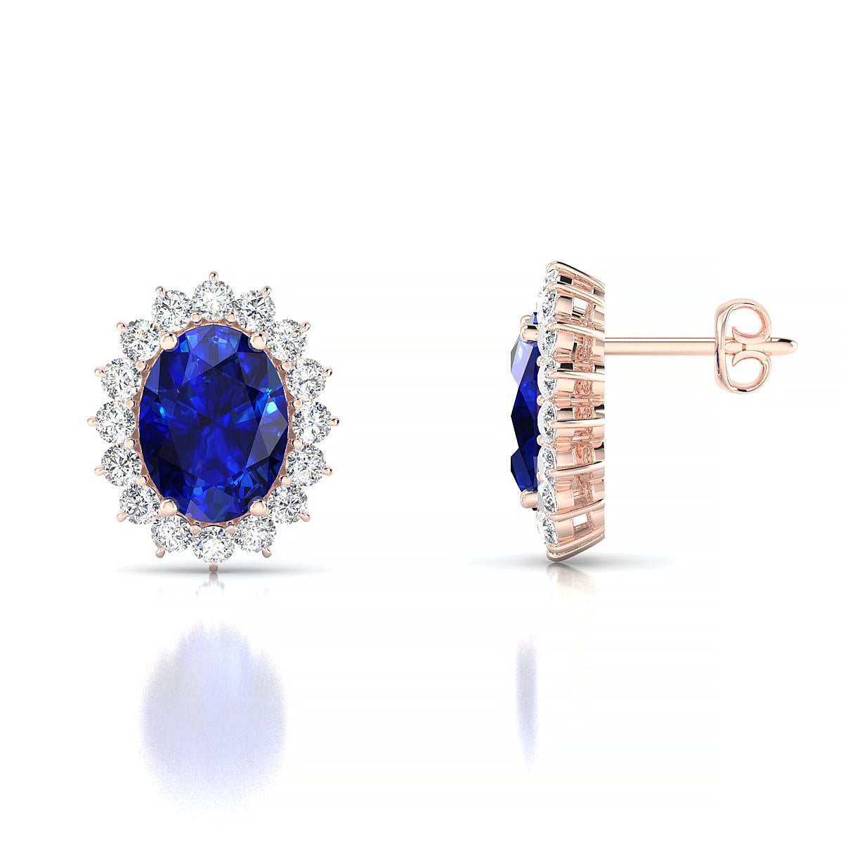 Blossom | 18k Rose Gold 8 x 6 mm Oval Sapphire Earrings