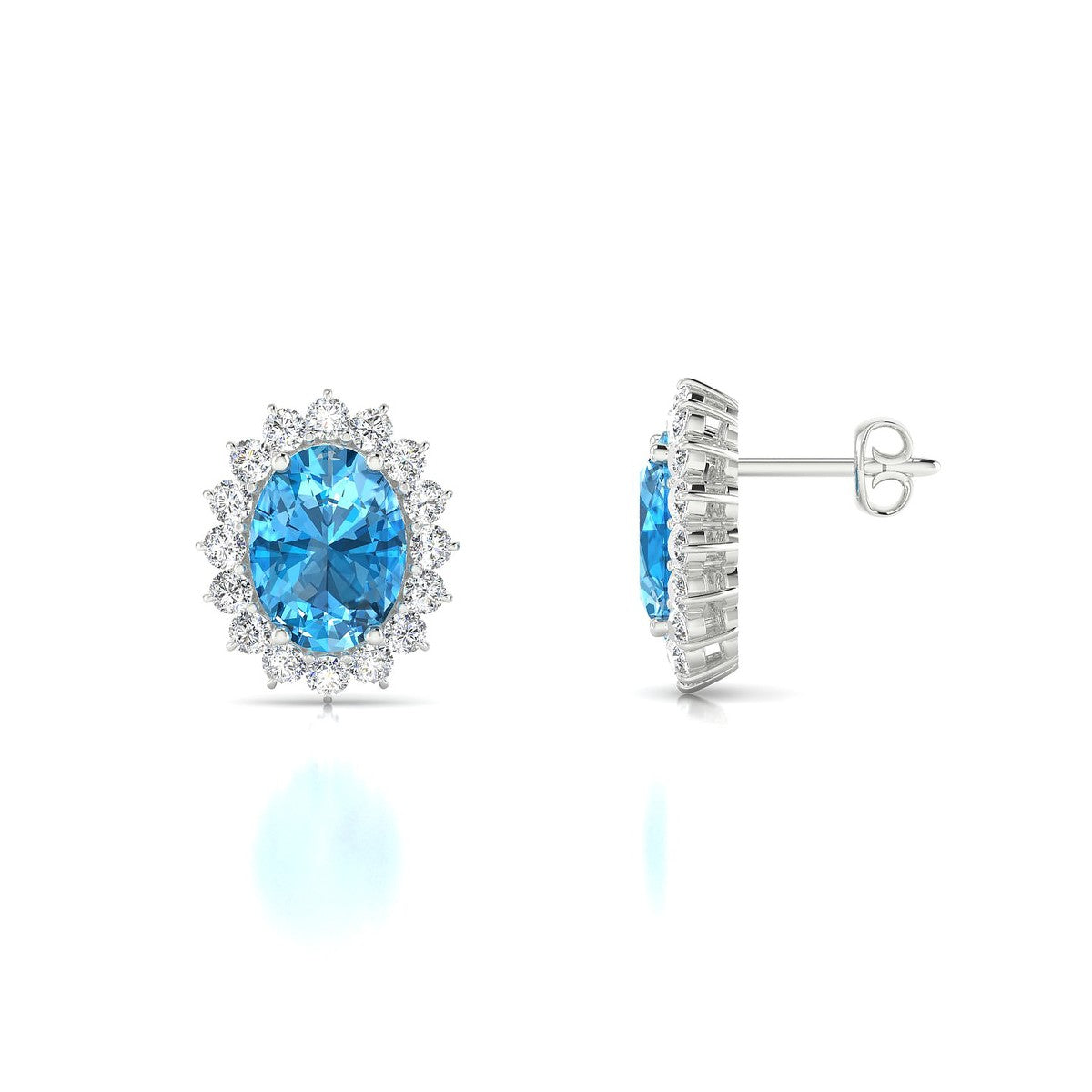 Blossom | 18k White Gold 8 x 6 mm Oval Topaz Earrings