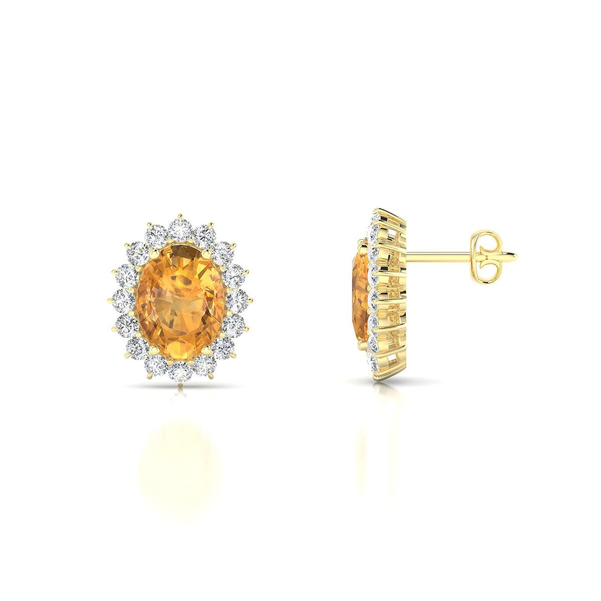 Blossom | 18k Yellow Gold 8 x 6 mm Oval Citrine Earrings