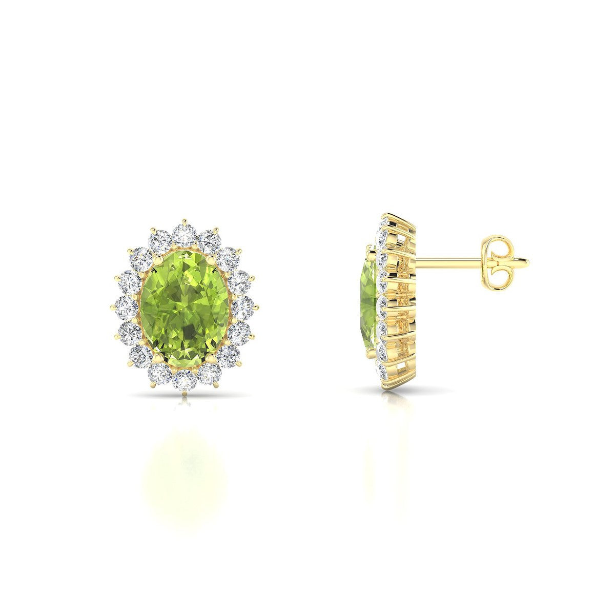 Blossom | 18k Yellow Gold 8 x 6 mm Oval Peridot Earrings