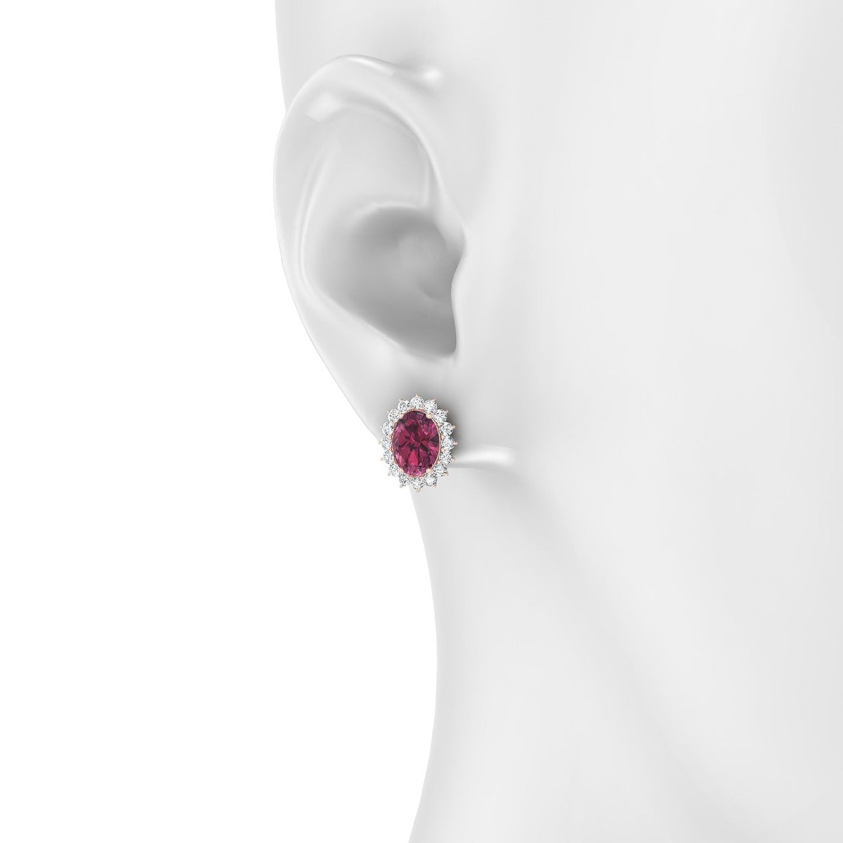 Blossom | 18k Rose Gold 8 x 6 mm Oval Rhodolite Earrings