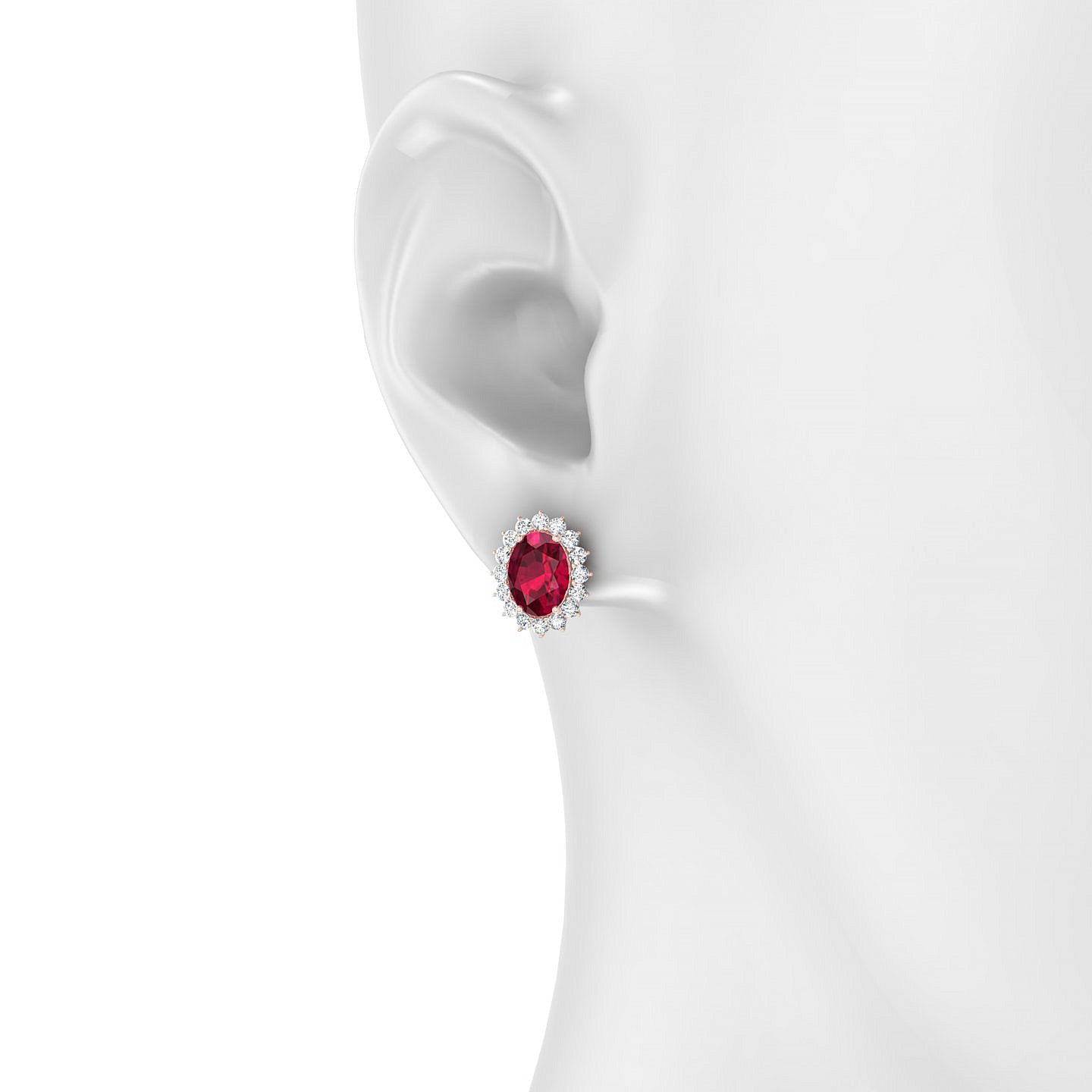 Blossom | 18k Rose Gold 8 x 6 mm Oval Ruby Earrings