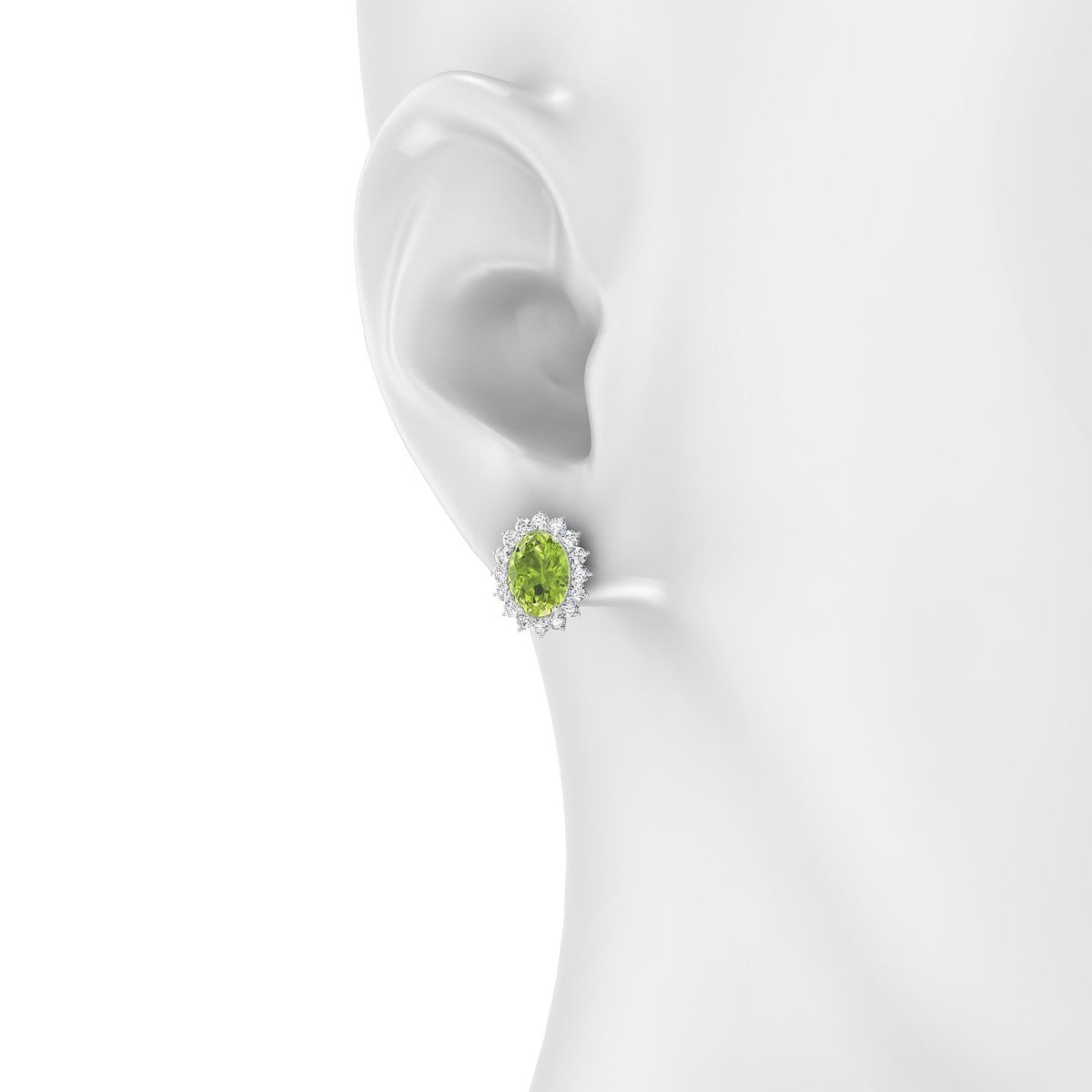 Blossom | 18k White Gold 8 x 6 mm Oval Peridot Earrings