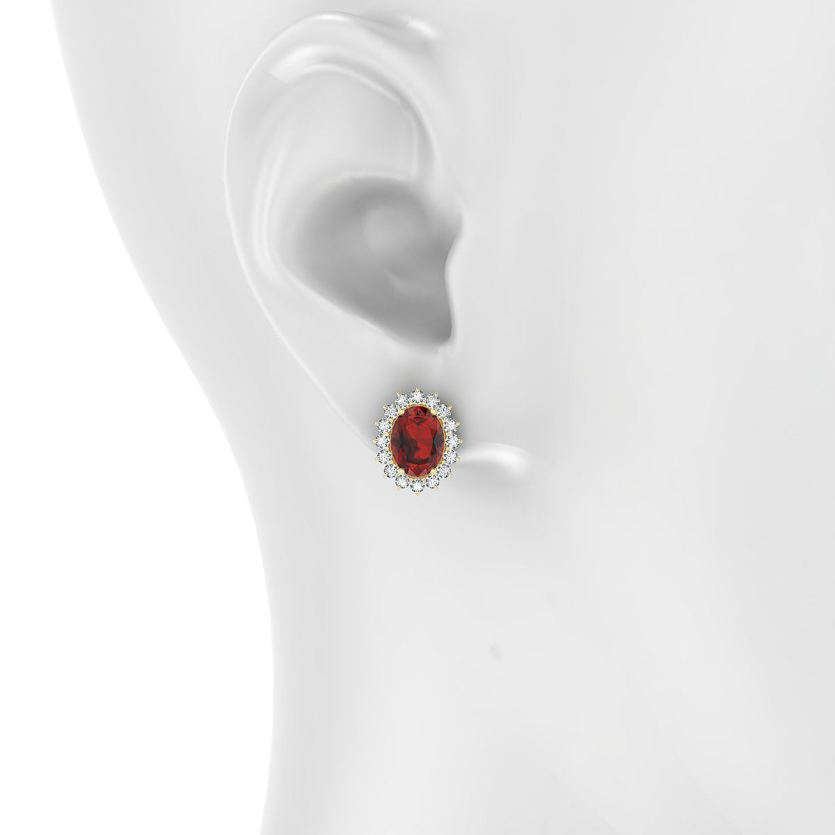 Blossom | 18k Yellow Gold 8 x 6 mm Oval Garnet Earrings