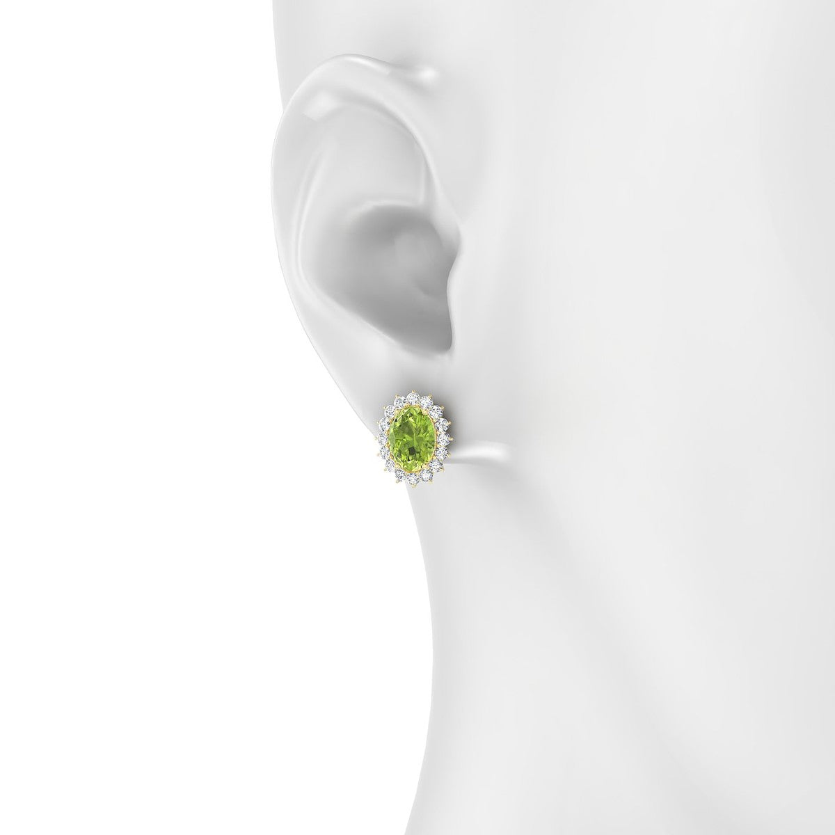 Blossom | 18k Yellow Gold 8 x 6 mm Oval Peridot Earrings