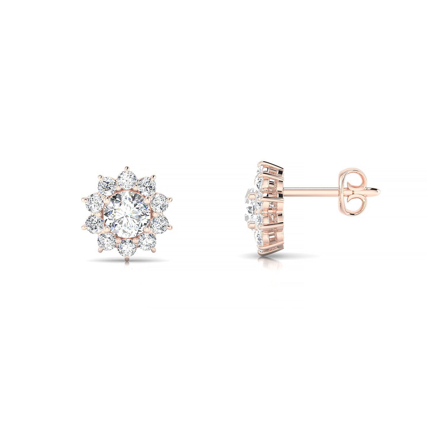 Blossom | 18k Rose Gold 3.7 mm Round Diamond Earrings