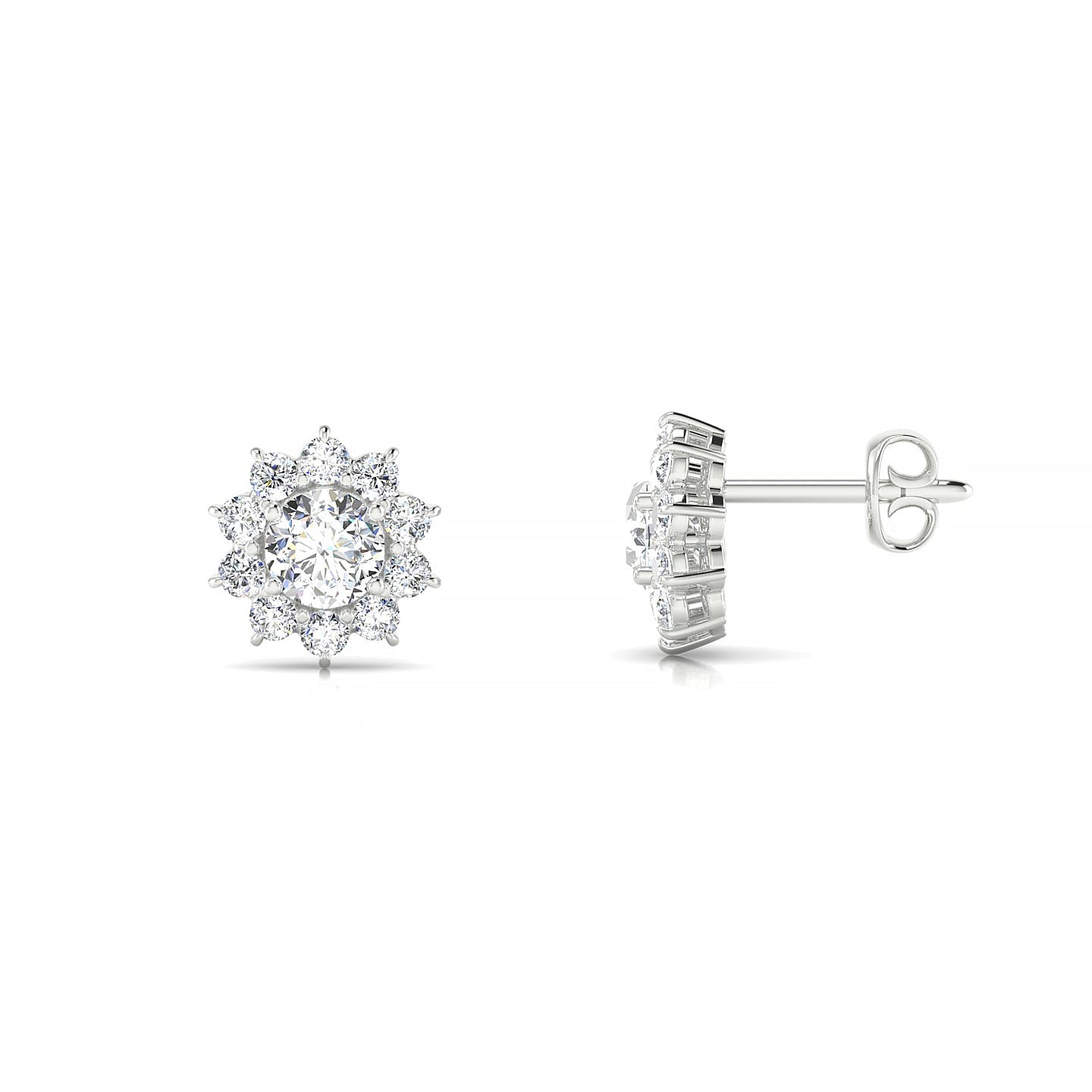 Blossom | 18k White Gold 3.7 mm Round Diamond Earrings