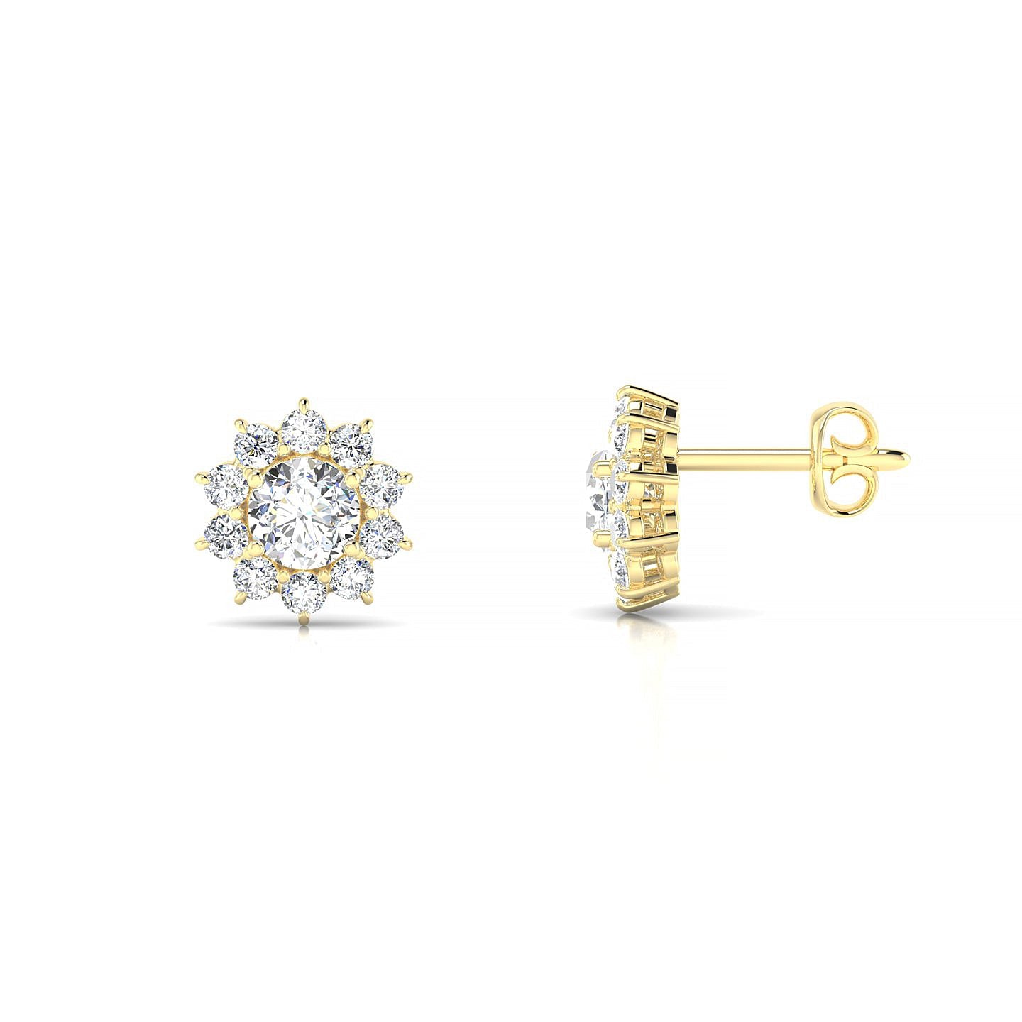 Blossom | 18k Yellow Gold 3.7 mm Round Diamond Earrings