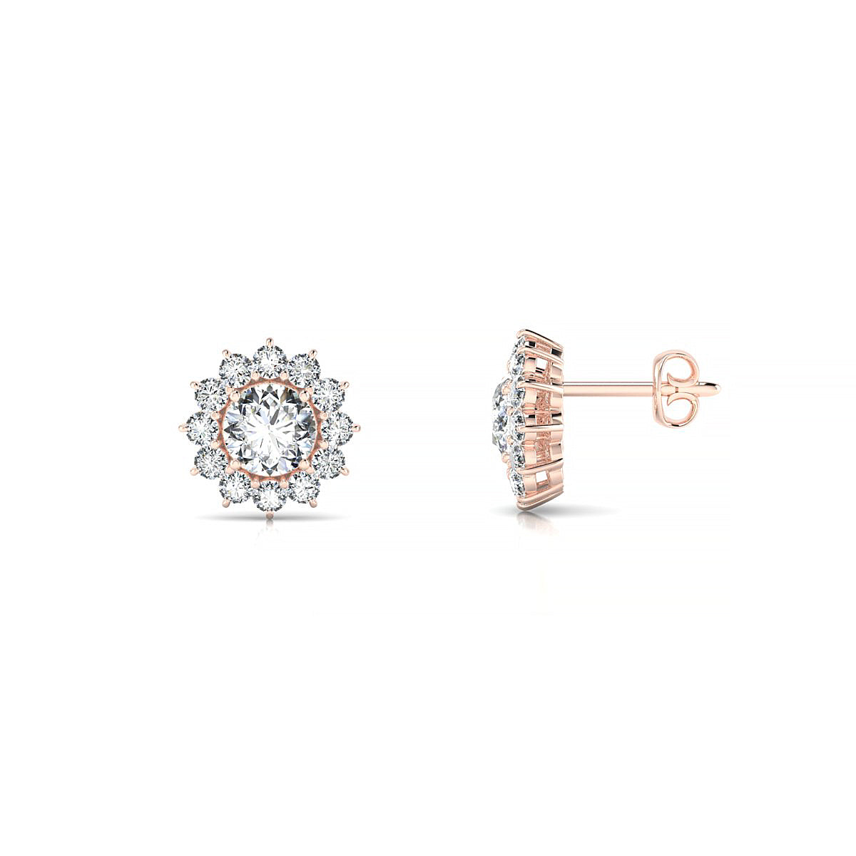 Blossom | 18k Rose Gold 4.2 mm Round Diamond Earrings