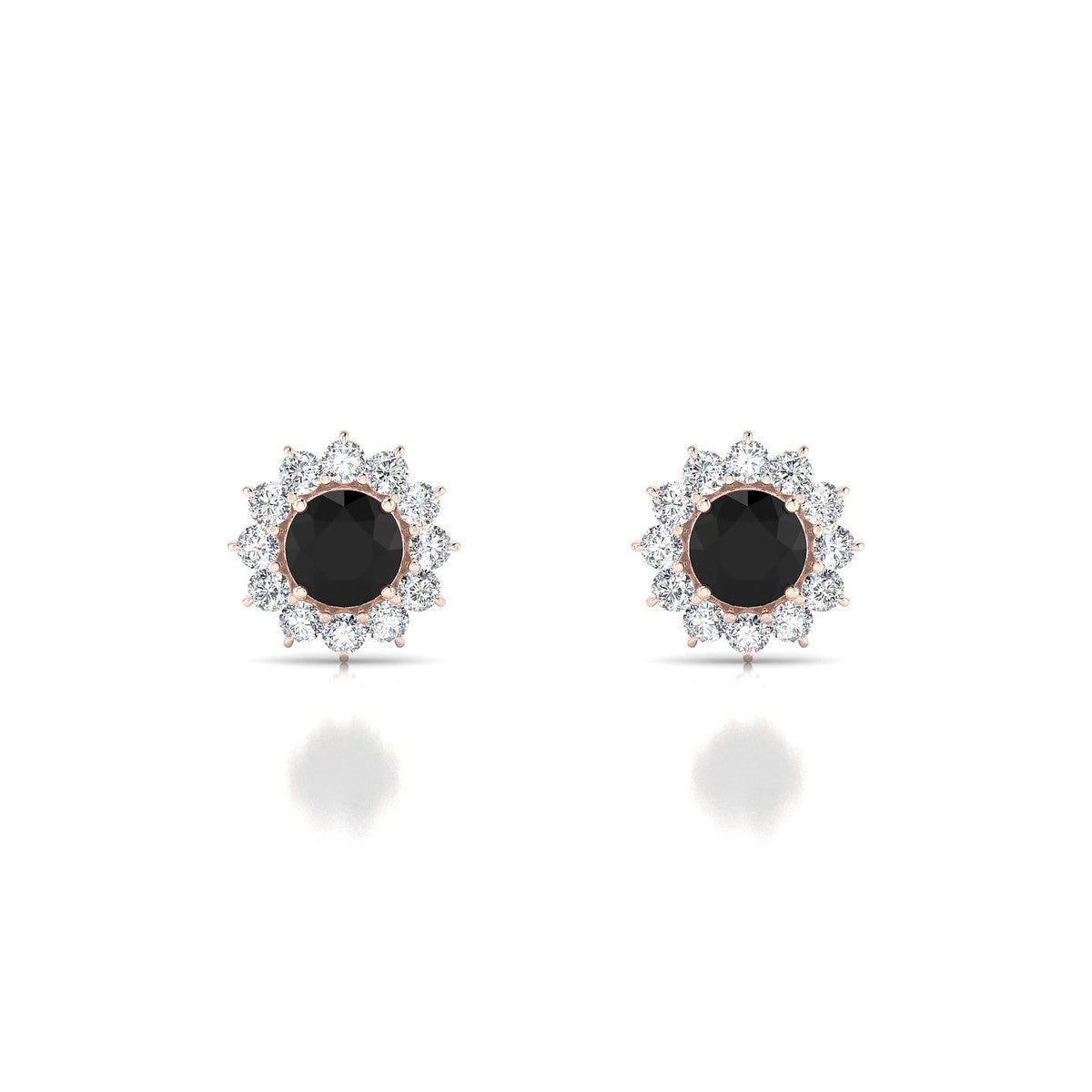 Blossom | 18k Rose Gold 4.5 mm Round Black Diamond Earrings