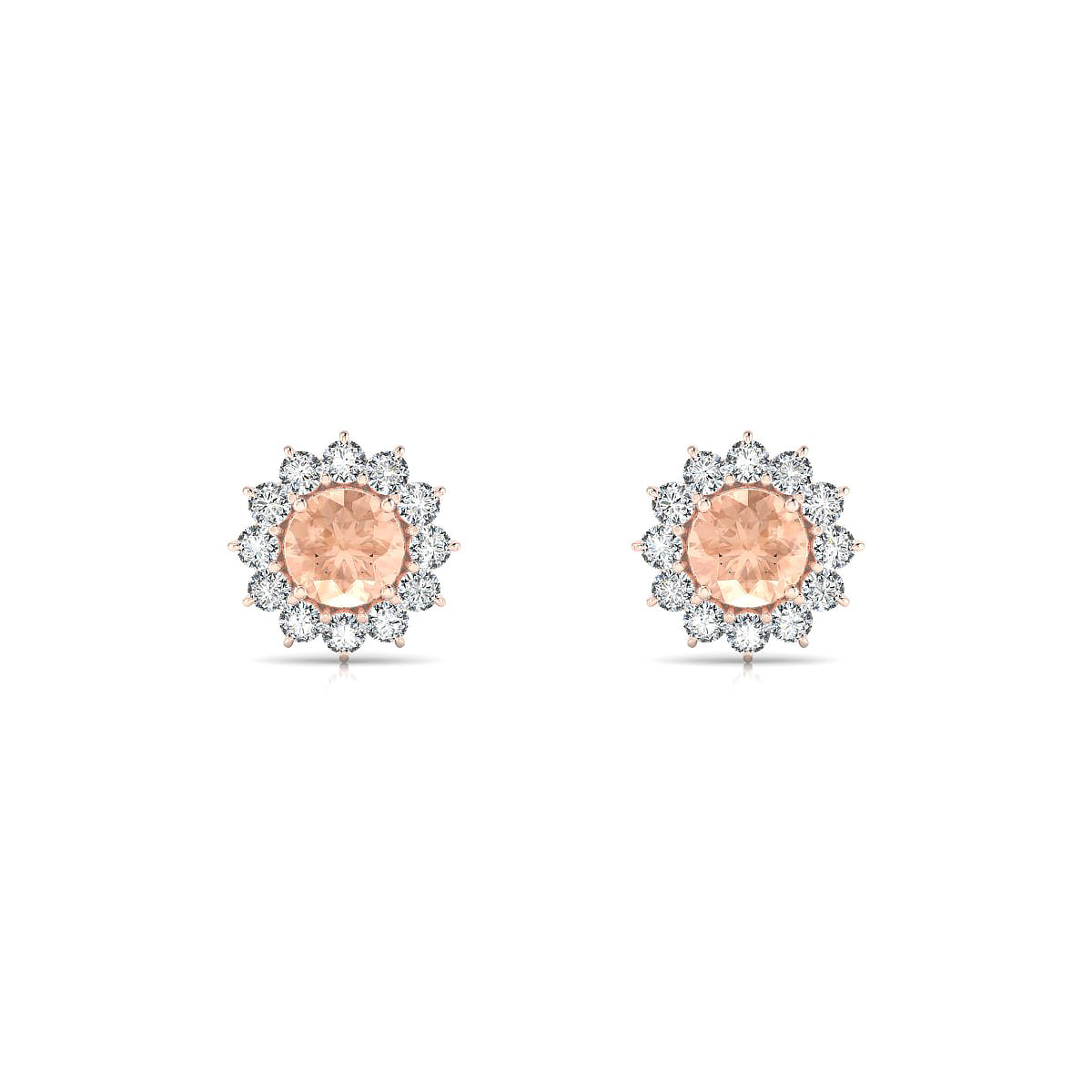 Blossom | 18k Rose Gold 4.5 mm Round Morganite Earrings