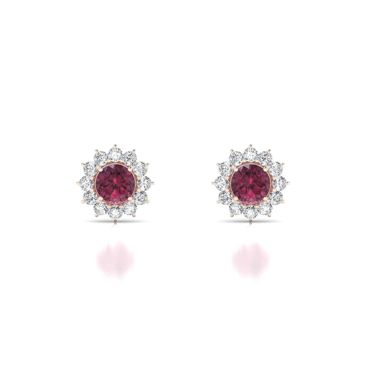 Blossom | 18k Rose Gold 4.5 mm Round Rhodolite Earrings