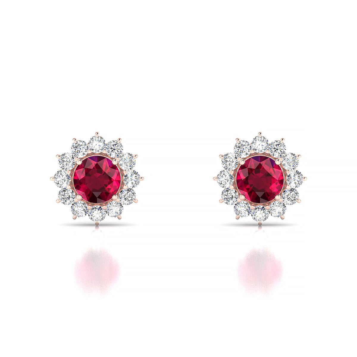 Blossom | 18k Rose Gold 4.5 mm Round Ruby Earrings