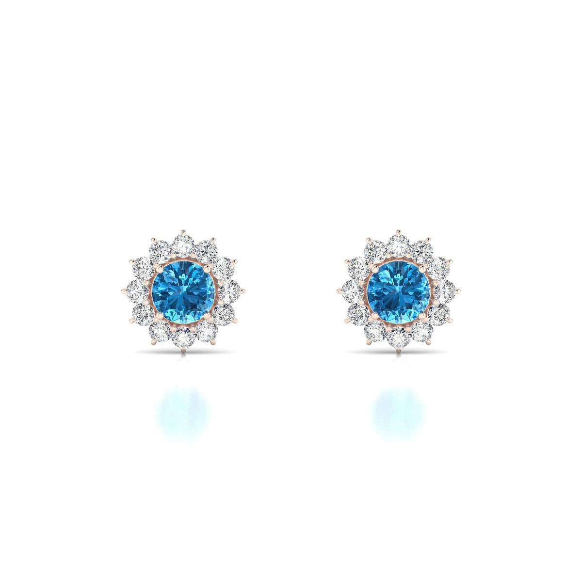 Blossom | 18k Rose Gold 4.5 mm Round Topaz Earrings