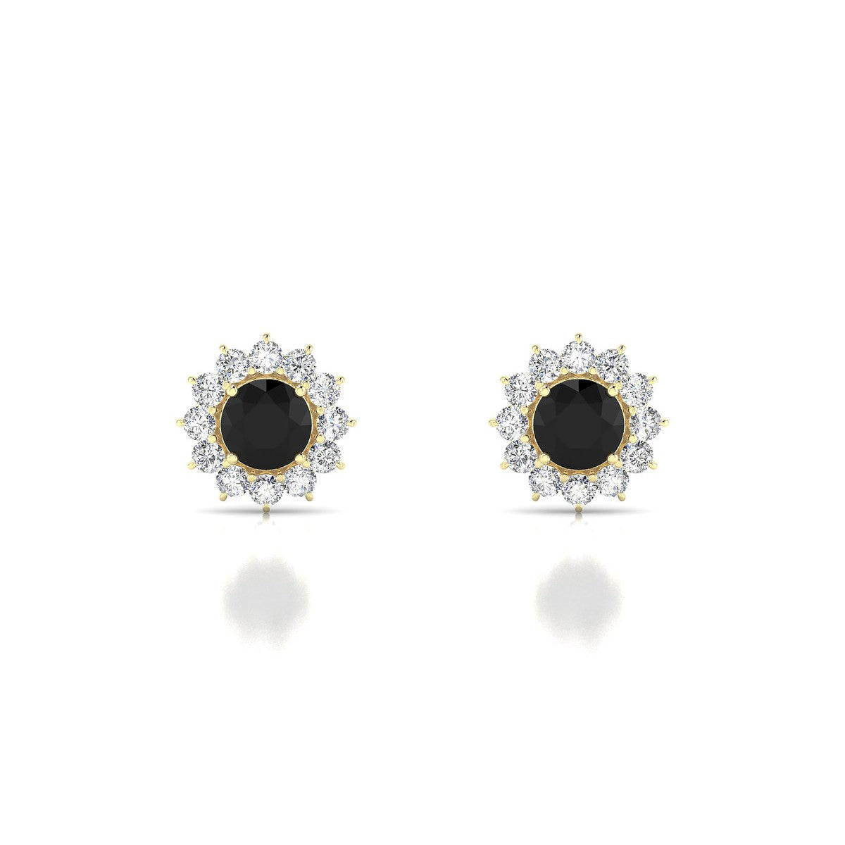 Blossom | 18k Yellow Gold 4.5 mm Round Black Diamond Earrings