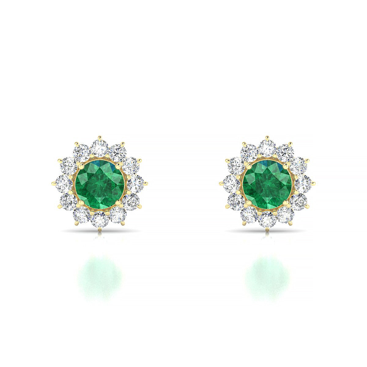 Blossom | 18k Yellow Gold 4.5 mm Round Emerald Earrings
