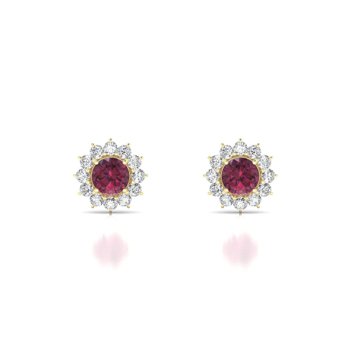 Blossom | 18k Yellow Gold 4.5 mm Round Rhodolite Earrings