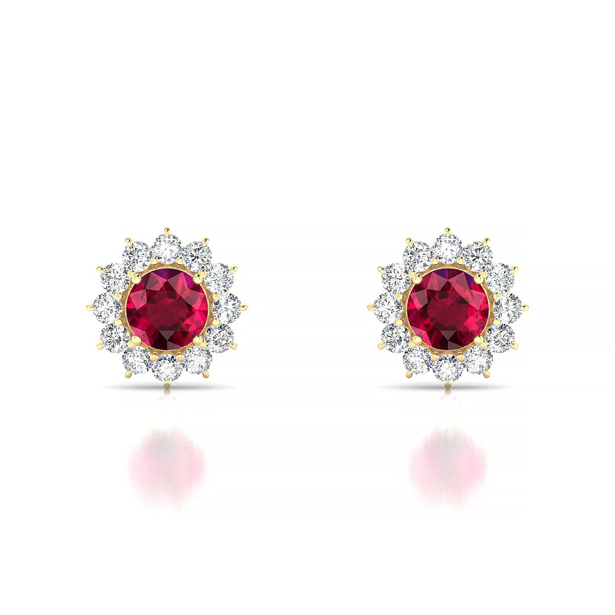 Blossom | 18k Yellow Gold 4.5 mm Round Ruby Earrings
