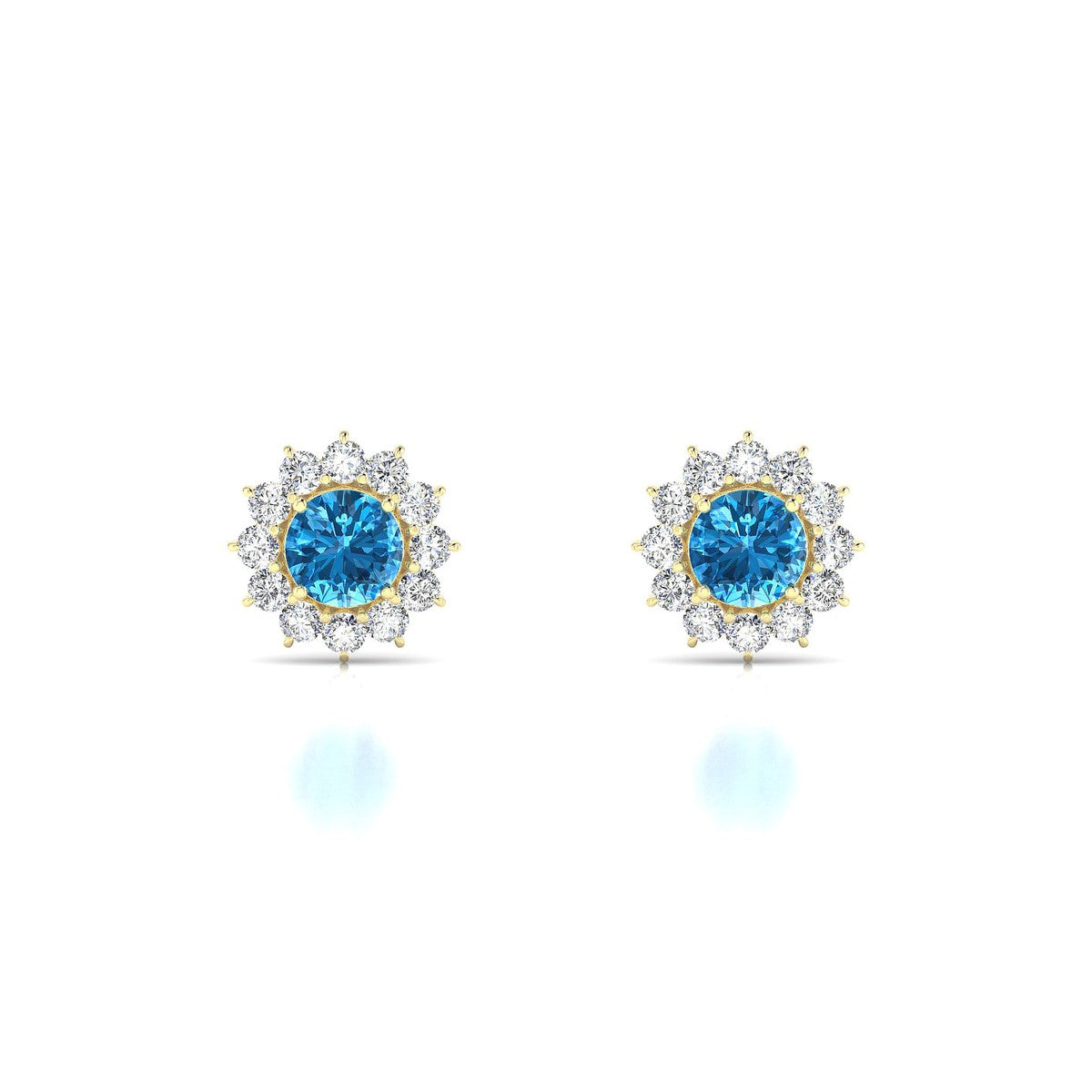 Blossom | 18k Yellow Gold 4.5 mm Round Topaz Earrings