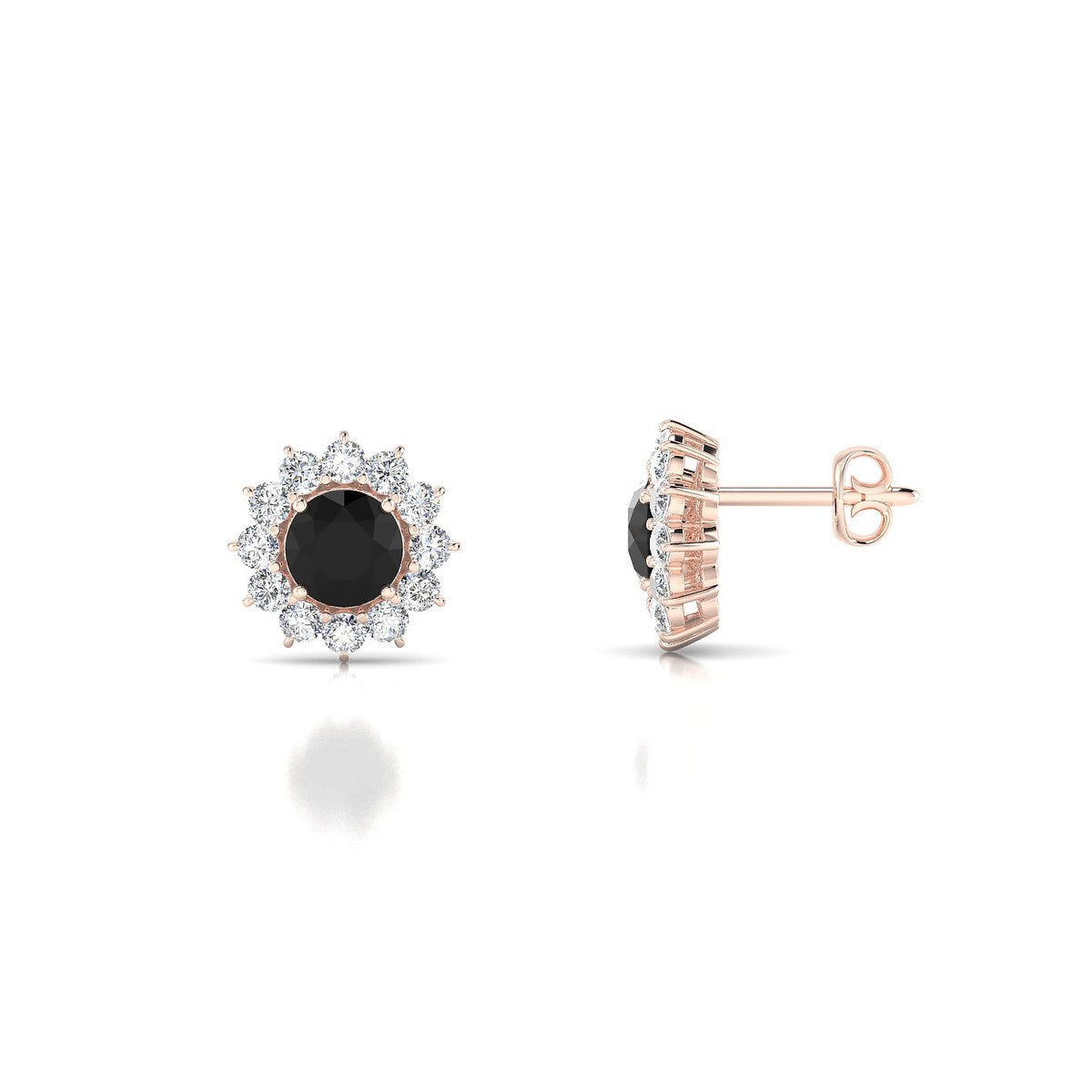 Blossom | 18k Rose Gold 4.5 mm Round Black Diamond Earrings