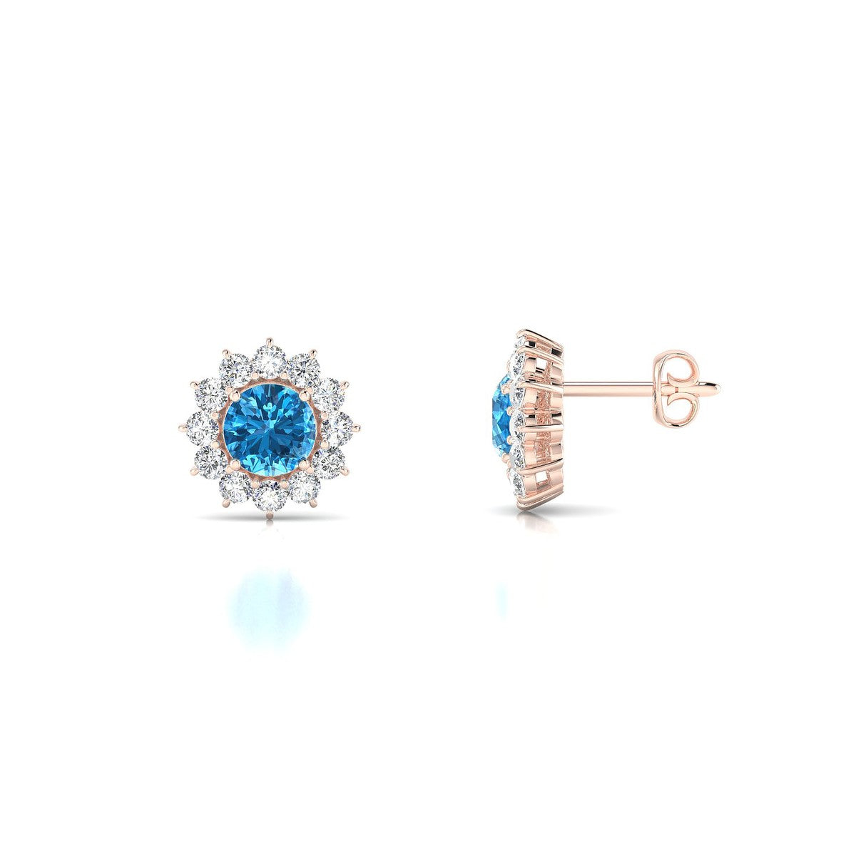 Blossom | 18k Rose Gold 4.5 mm Round Topaz Earrings
