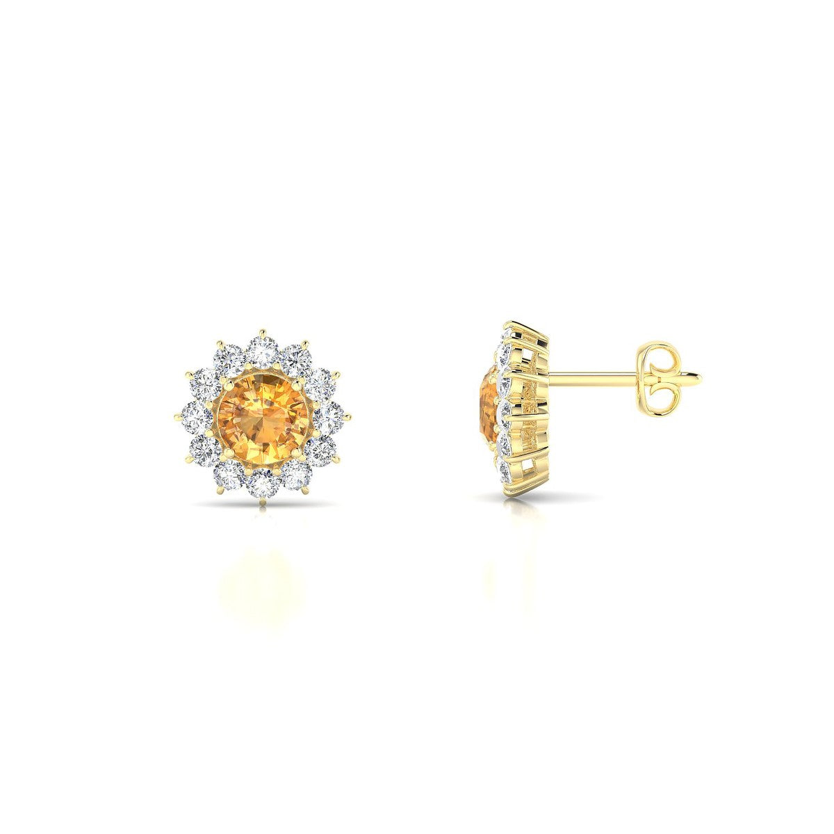 Blossom | 18k Yellow Gold 4.5 mm Round Citrine Earrings