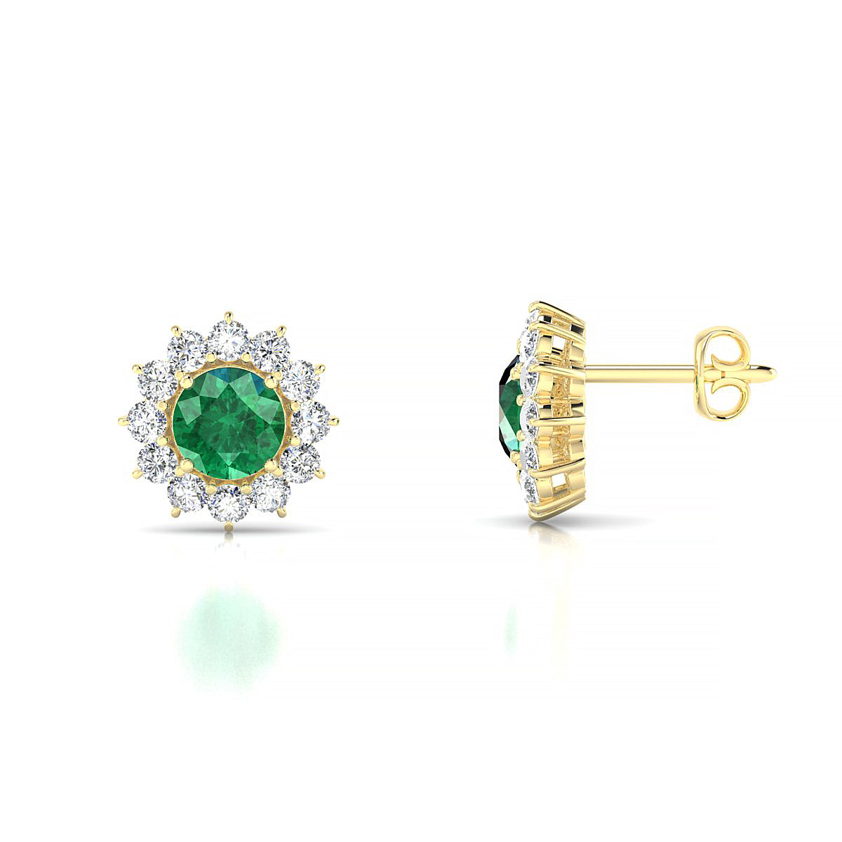 Blossom | 18k Yellow Gold 4.5 mm Round Emerald Earrings