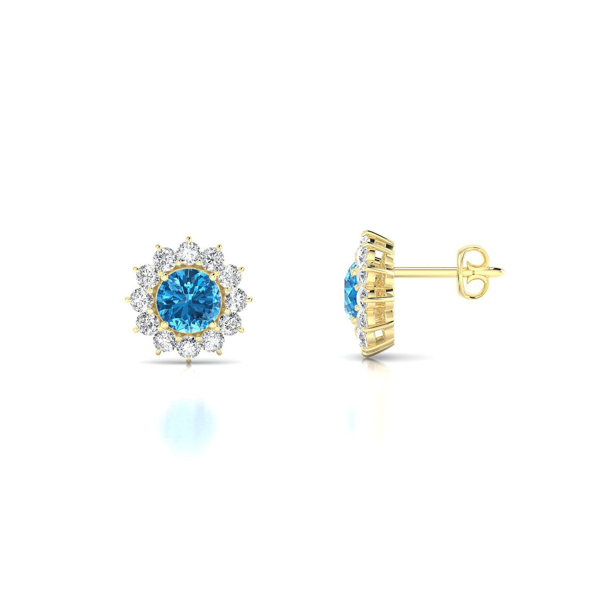 Blossom | 18k Yellow Gold 4.5 mm Round Topaz Earrings