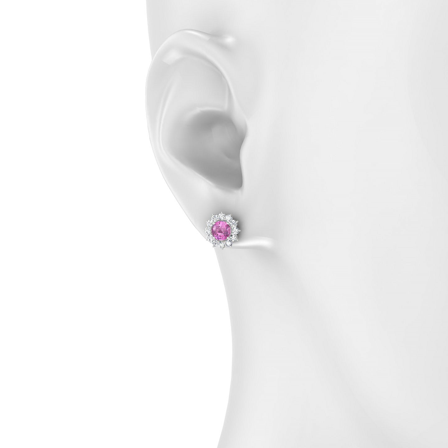 Blossom | 18k White Gold 4.5 mm Round Pink Sapphire Earrings