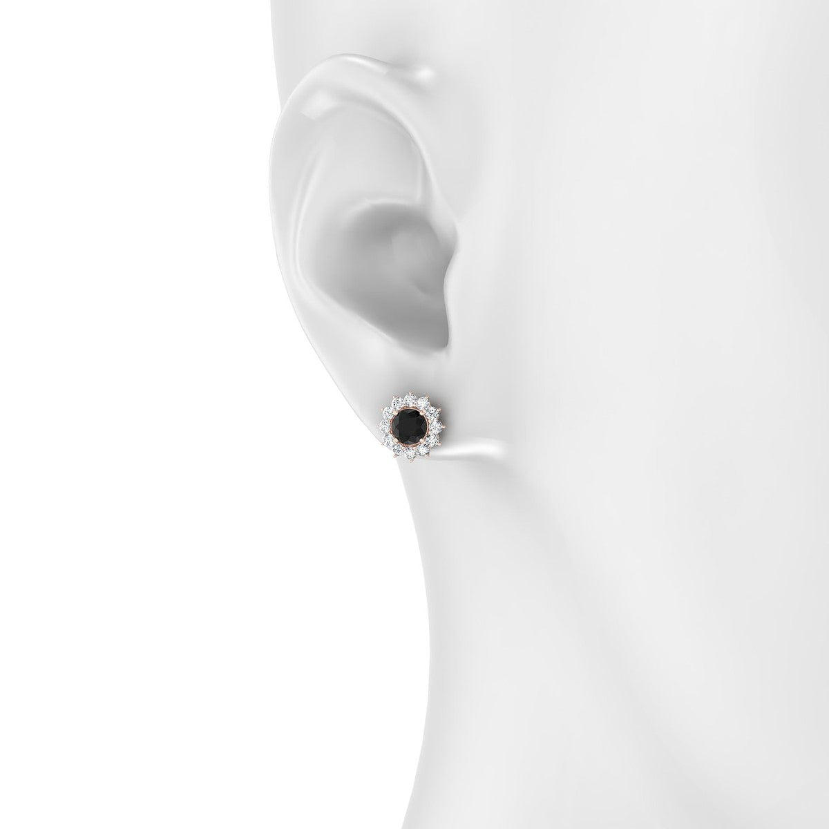 Blossom | 18k Rose Gold 4.5 mm Round Black Diamond Earrings