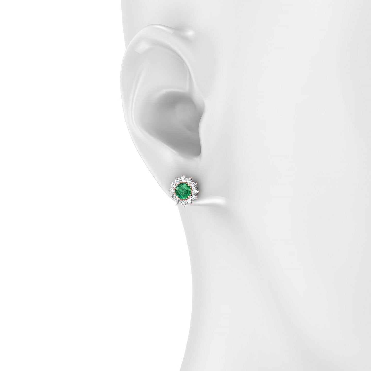 Blossom | 18k Rose Gold 4.5 mm Round Emerald Earrings