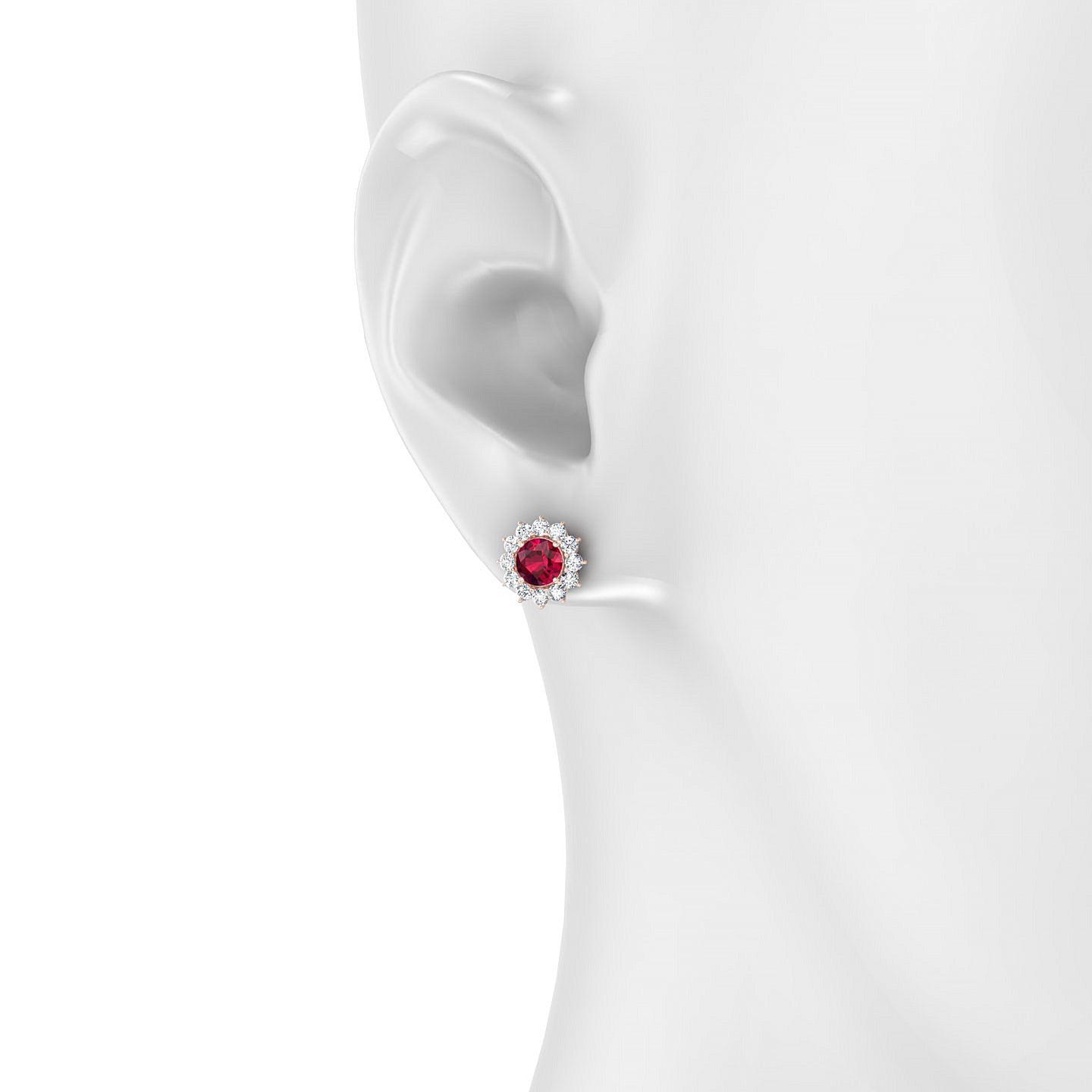 Blossom | 18k Rose Gold 4.5 mm Round Ruby Earrings